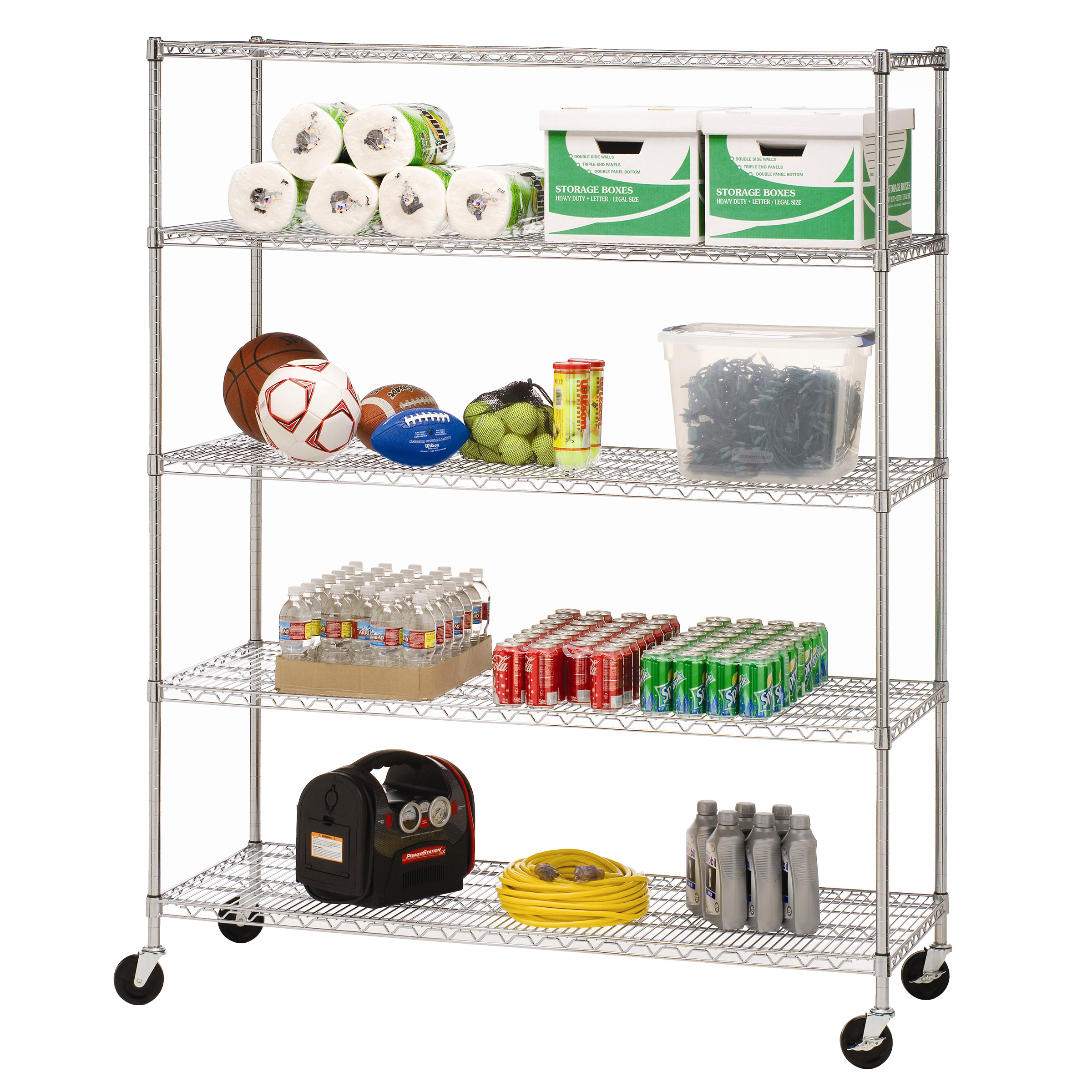 Vancouver 5 Tier NSF Steel Wire Shelving Rack with wheels