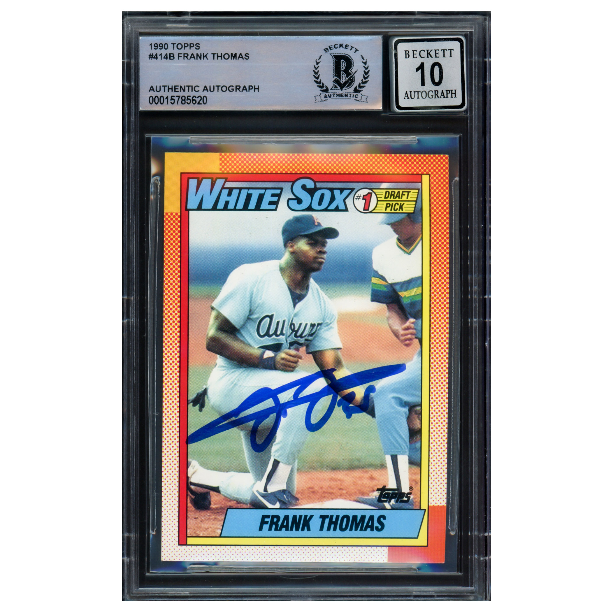 Frank Thomas Autographed 1990 Topps Rookie Card #414 Chicago White Sox - Beckett Authenticated