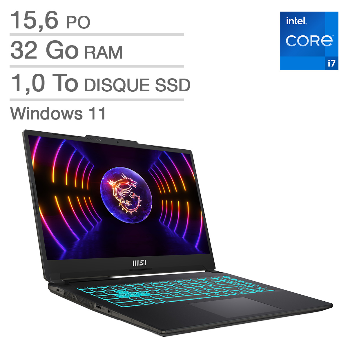 MSI Cyborg 15 - Ordinateur portable de jeux de 15,6 po, Intel Core i7-13620H - 32 Go RAM, 1 To SSD, NVIDIA GeForce RTX 4060 de 8 Go