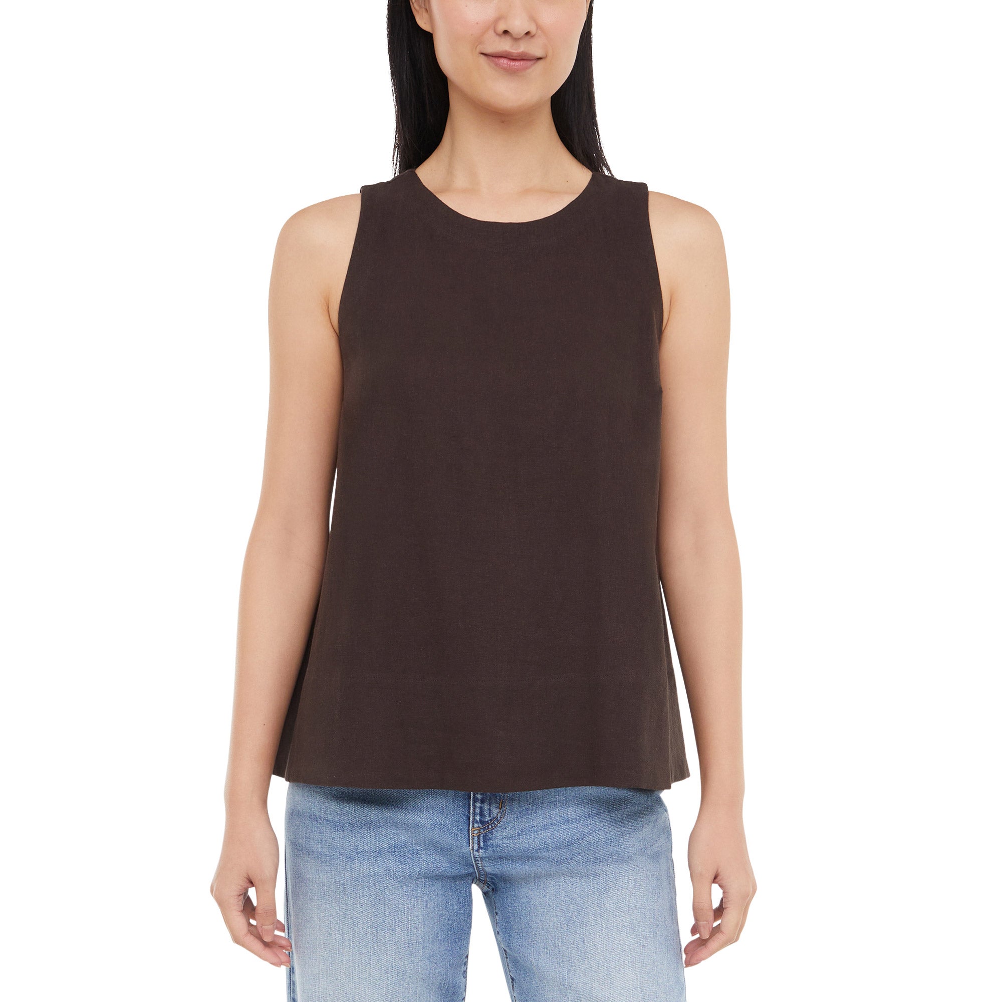 Banana Republic Women’s Linen Blend Sleeveless Top Back Keyhole Crewneck Woven