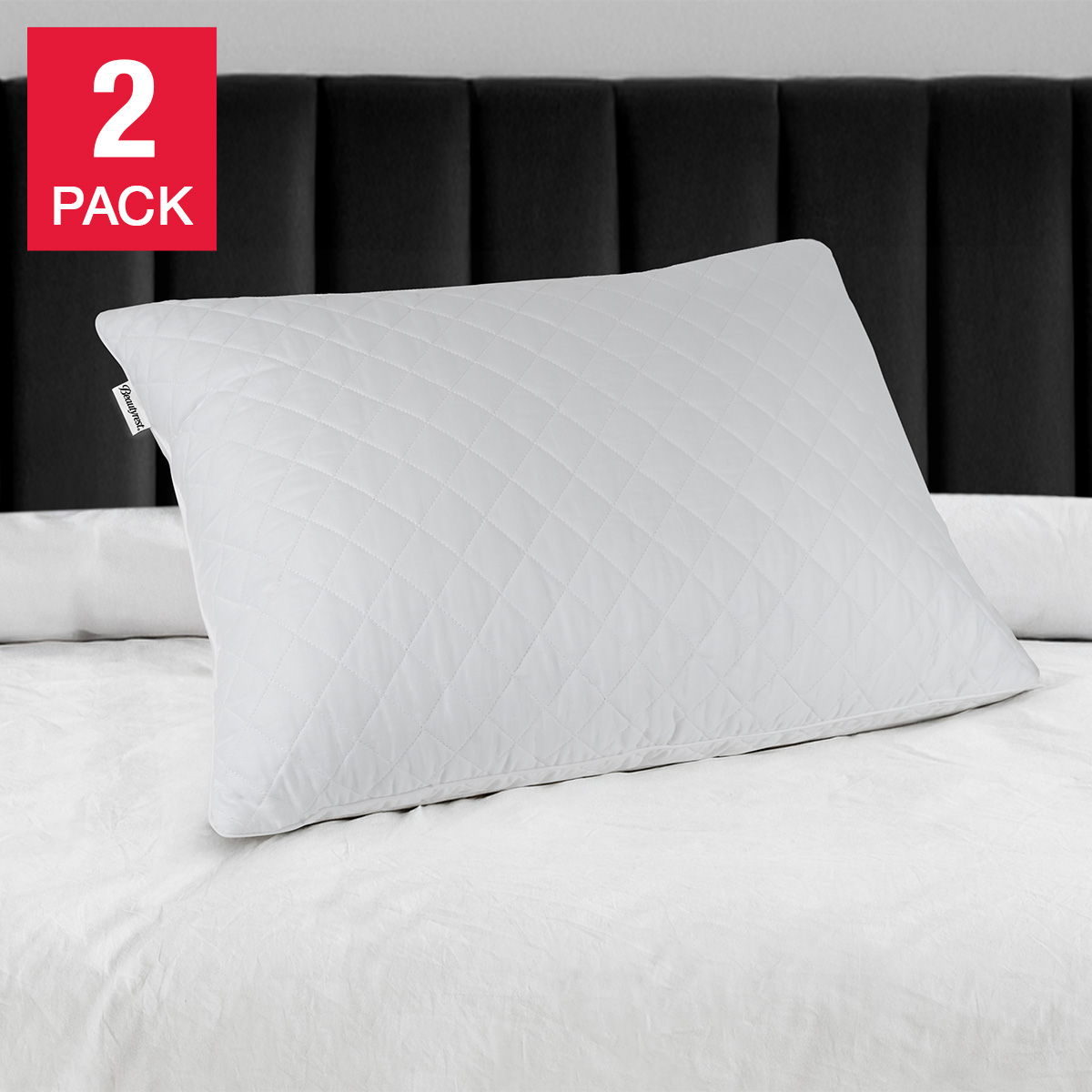 Beautyrest Black Premium Quilted Pillow, 2-pack