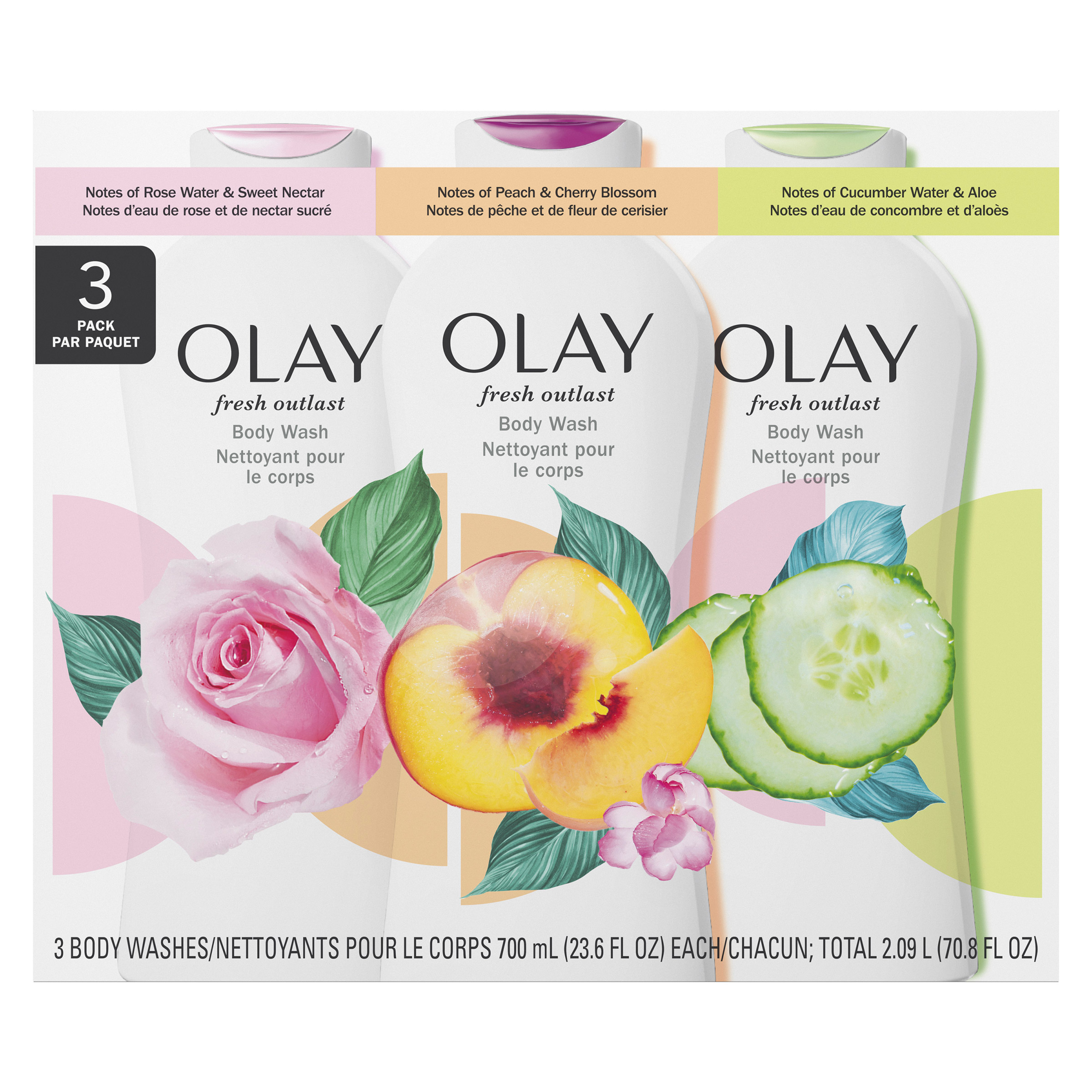 Olay Fresh Outlast Body Wash 3 x 700 mL