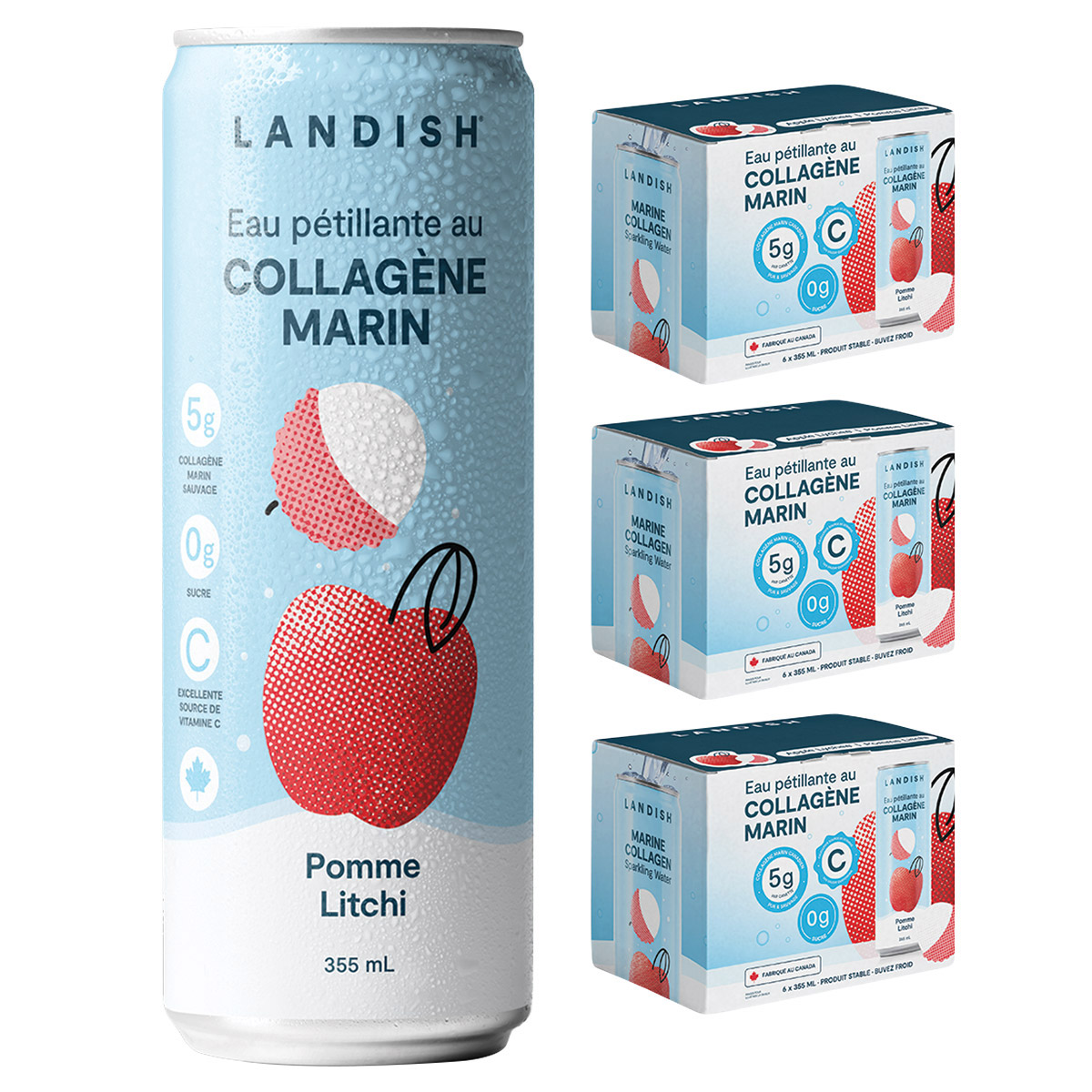 Landish Marine Collagen Sparkling Water, 18 x 355 mL | Costco