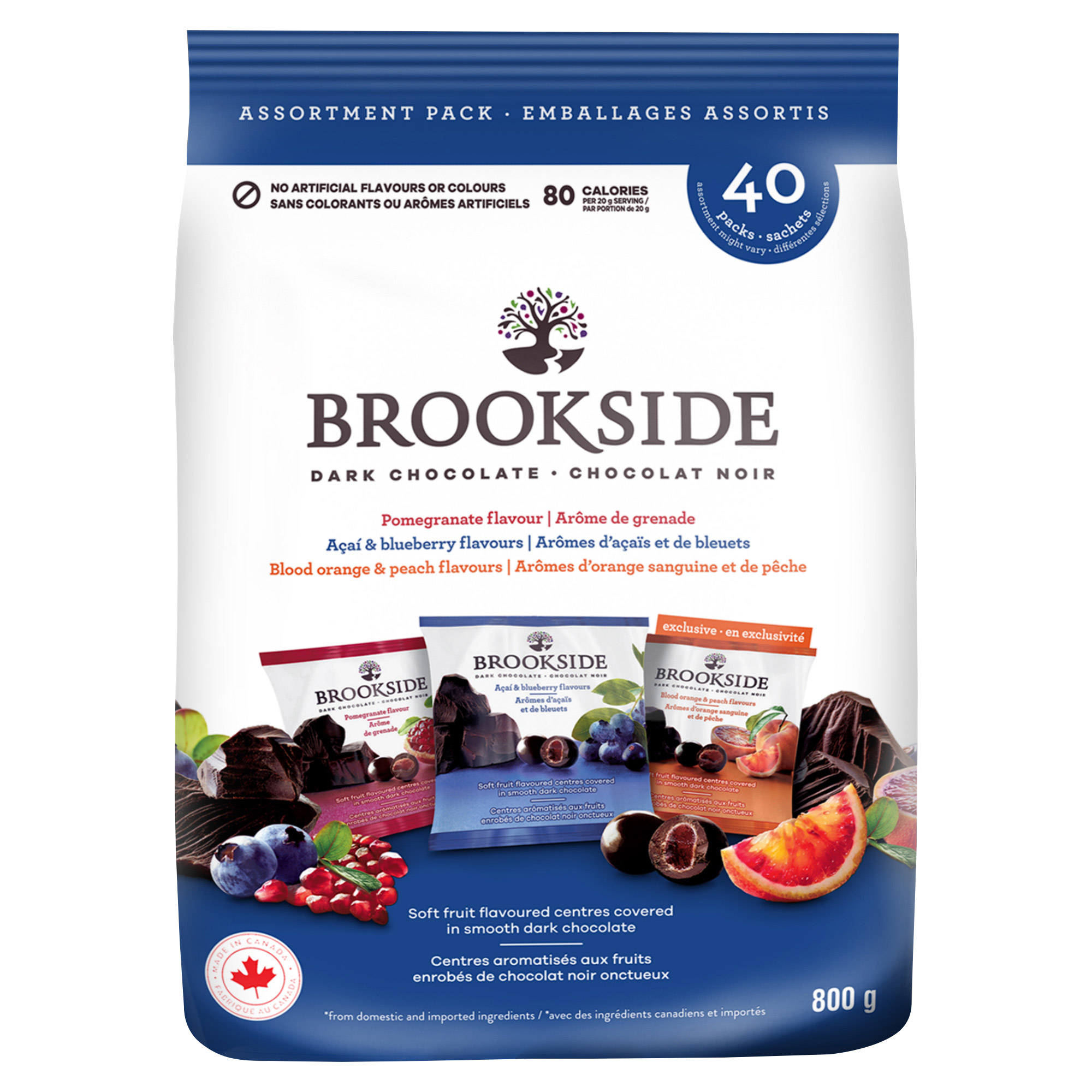 Brookside Dark Chocolate, Assorted Flavours, 40 × 20 g