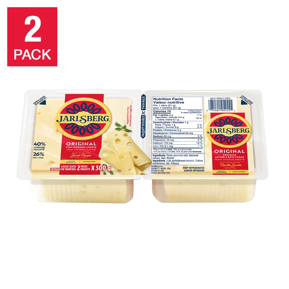 Jarlsberg Lactose free Sliced Cheese 2 x 300 g (10.6 oz) x 2 pack | Costco