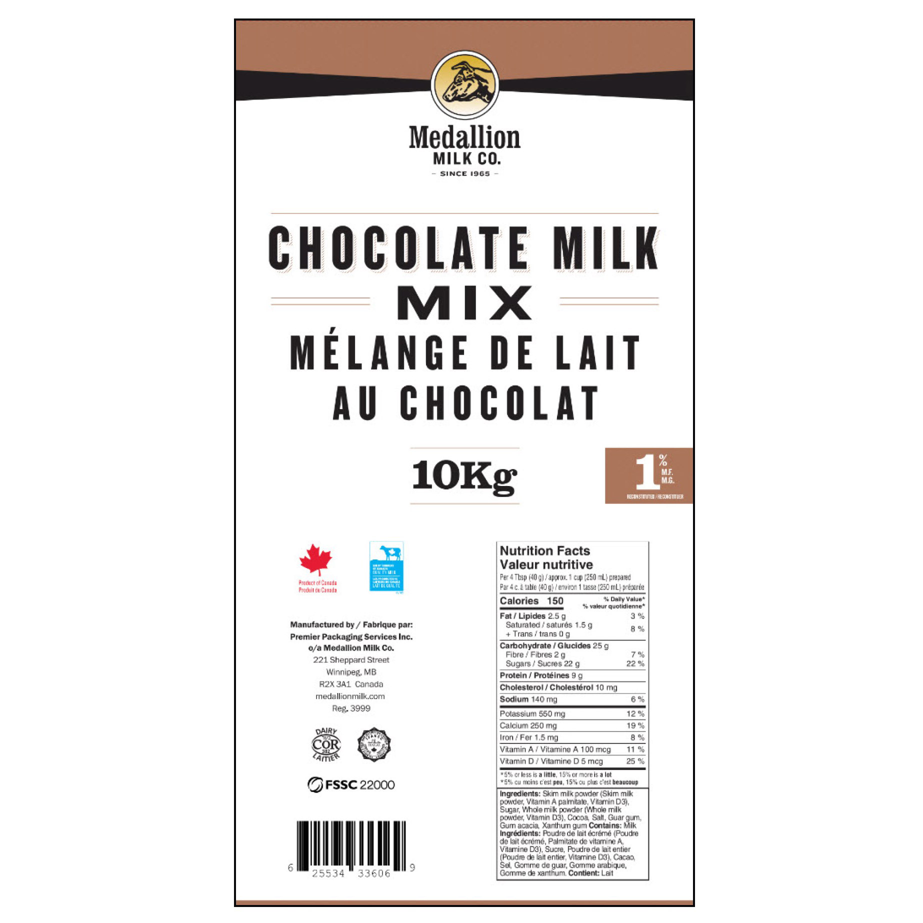 Medallion Milk Co. Chocolate Milk Mix, 10 kg | Costco