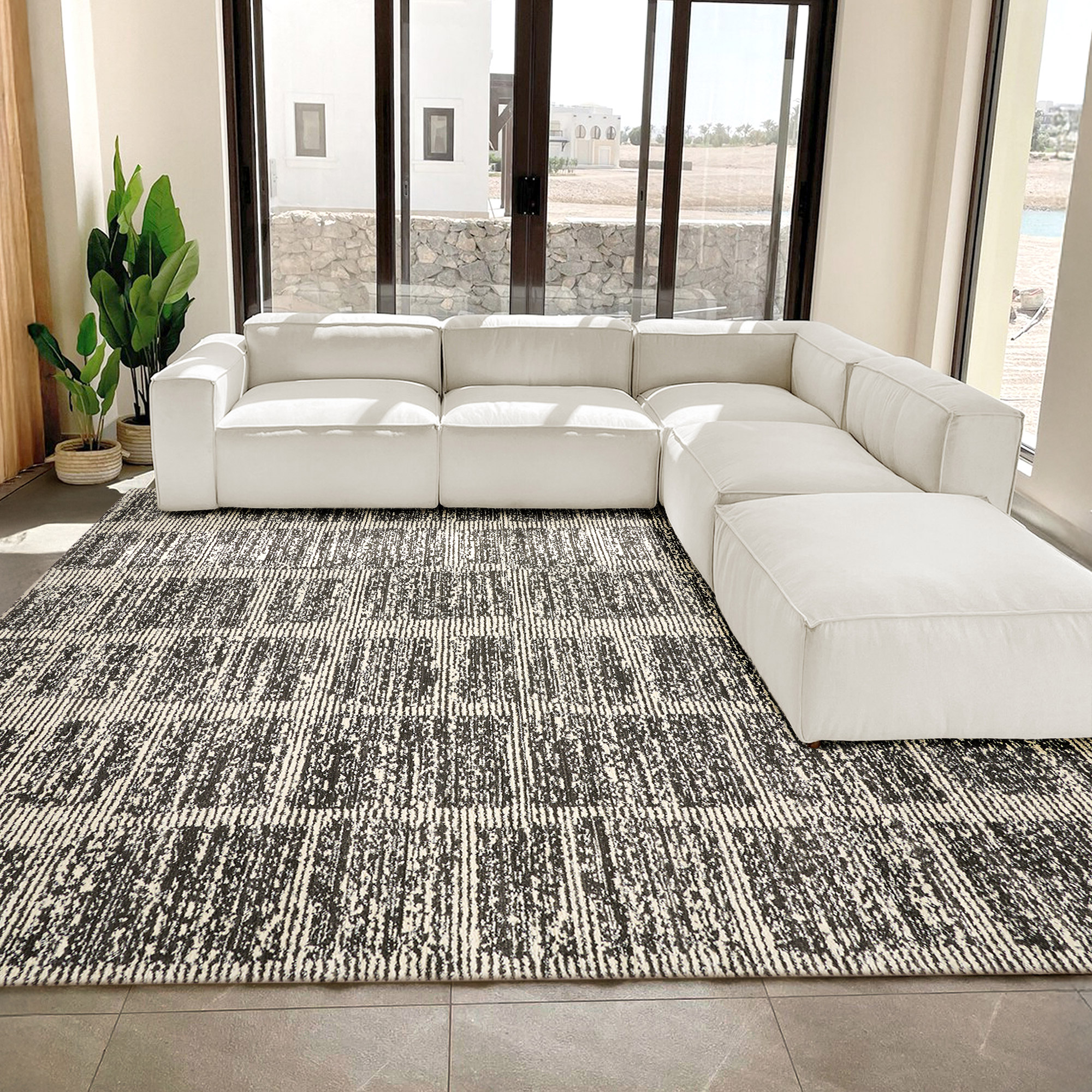 Foxwood Cozy Area Rug Collection  Alva Cream Charcoal