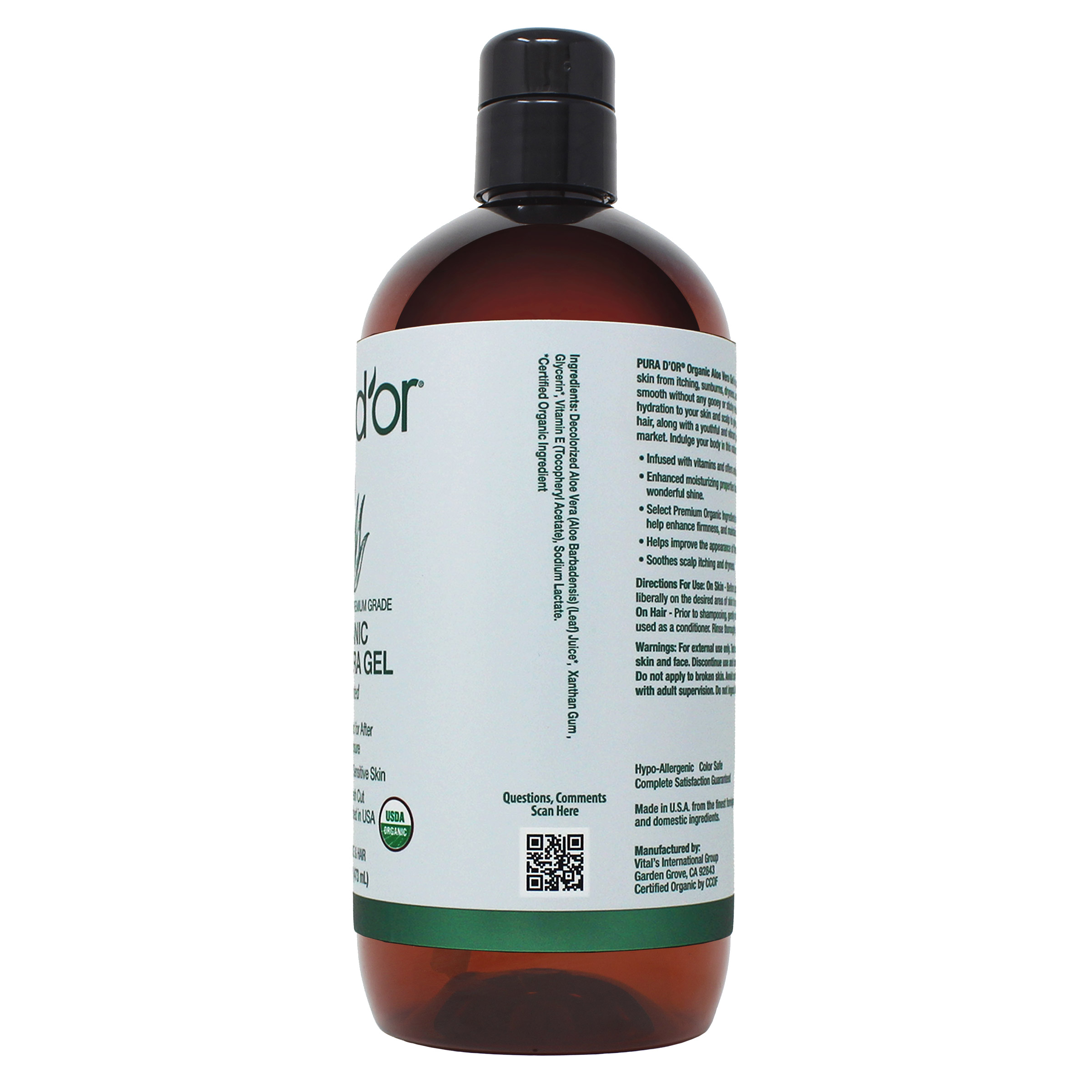 pura d'or Organic Aloe Vera Gel, 24 fl oz, 2-pack | Costco