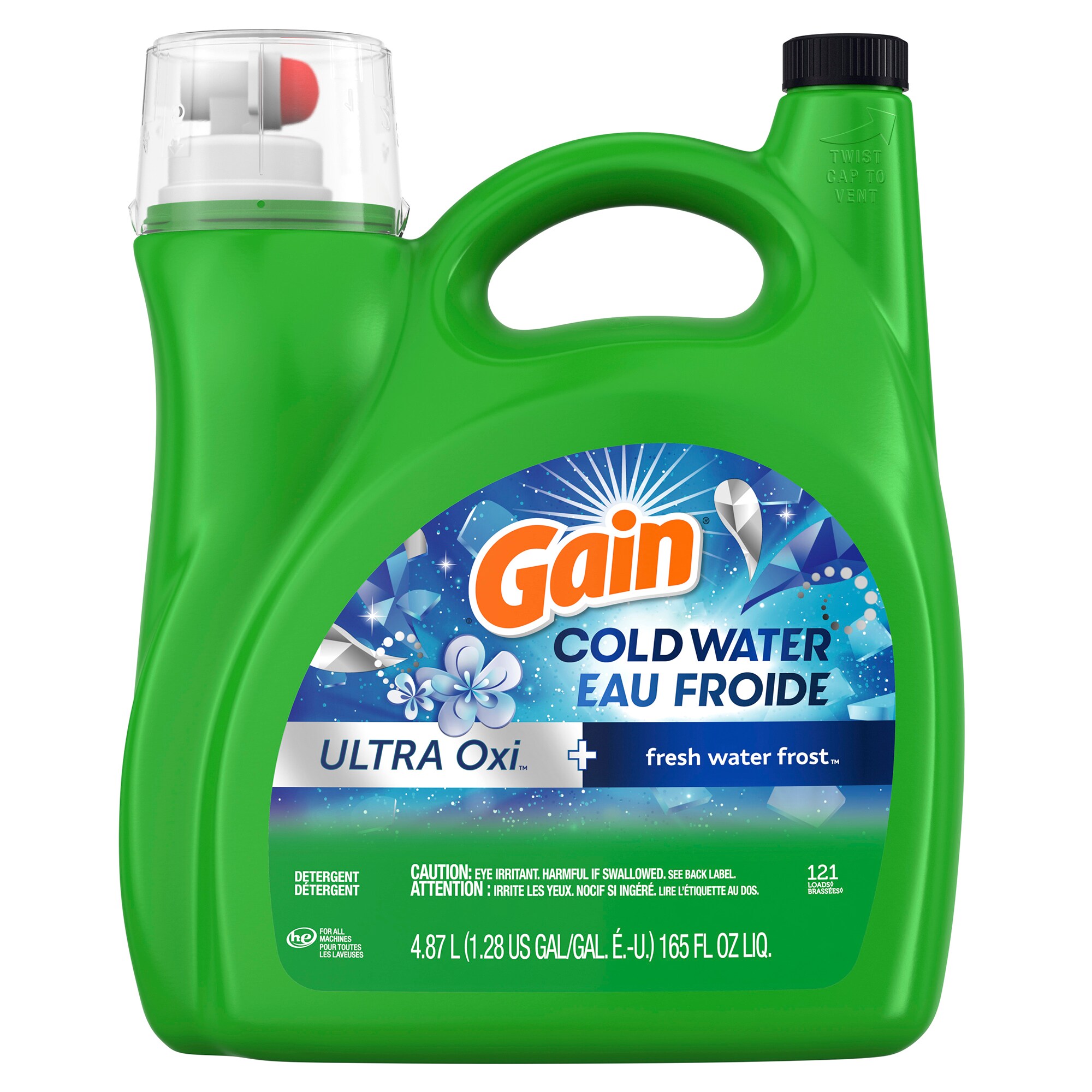 Gain Cold Water Liquid Laundry Detergent with Oxi, 4.87 L 121 wash loads