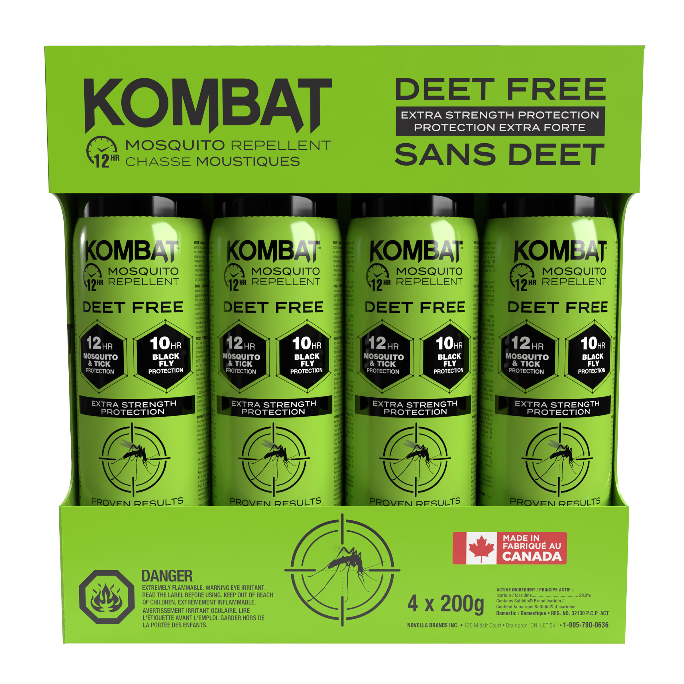 Kombat Mosquito & Tick Repellent Deet Free, 4 x 200 g
