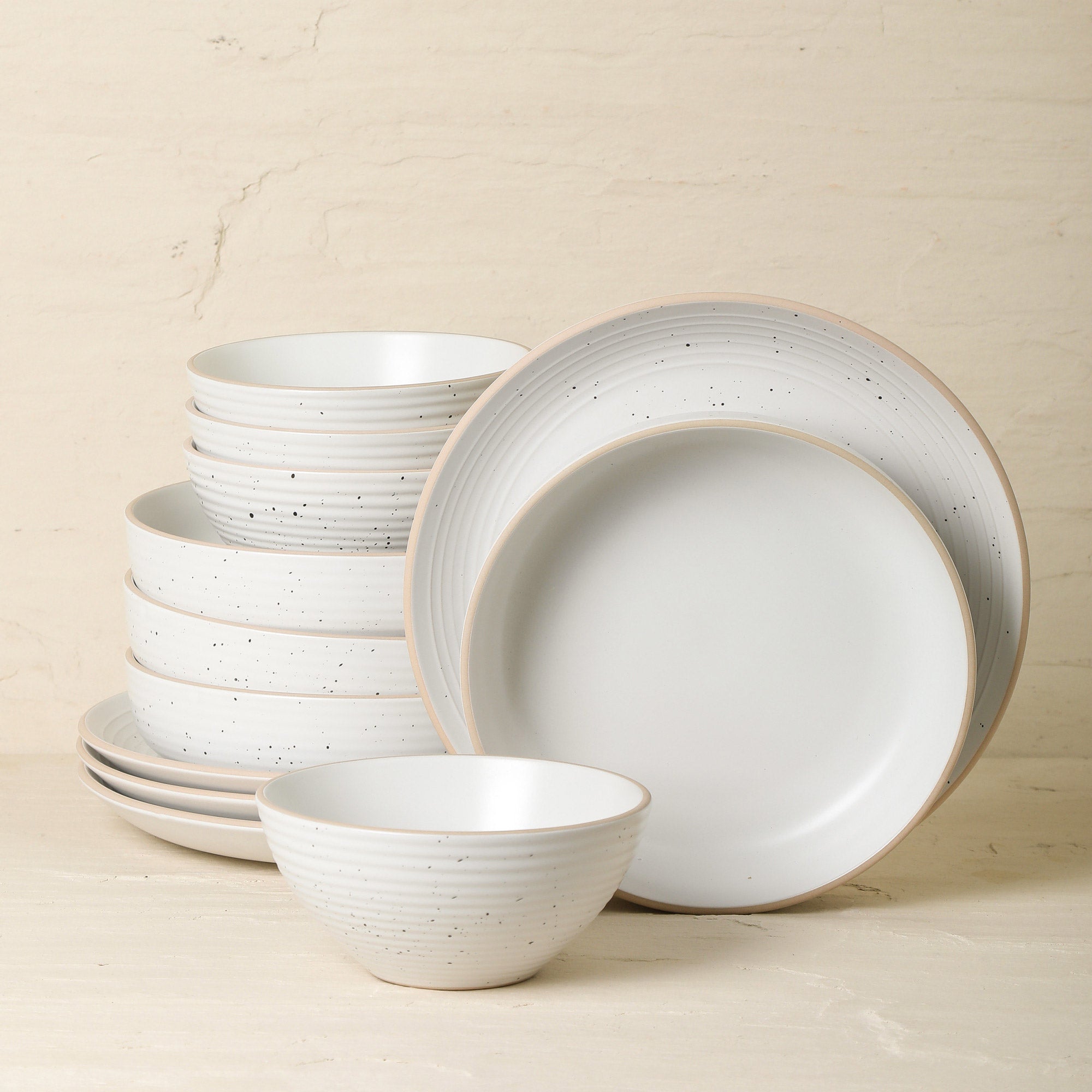Stone + Lain Lauren 12-piece Stoneware Dinnerware Set (White)