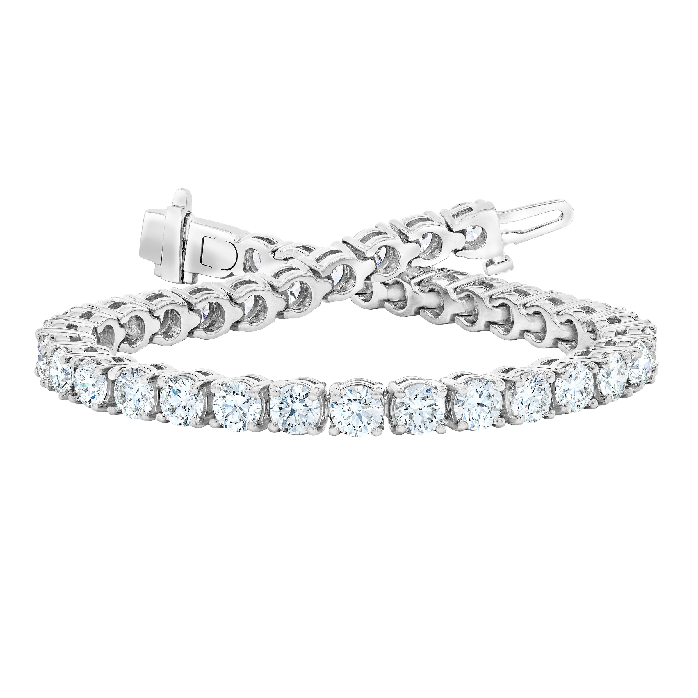 Round Brilliant 12.00 ctw VS2 Clarity  I Color Diamond 14kt Gold Tennis Bracelet