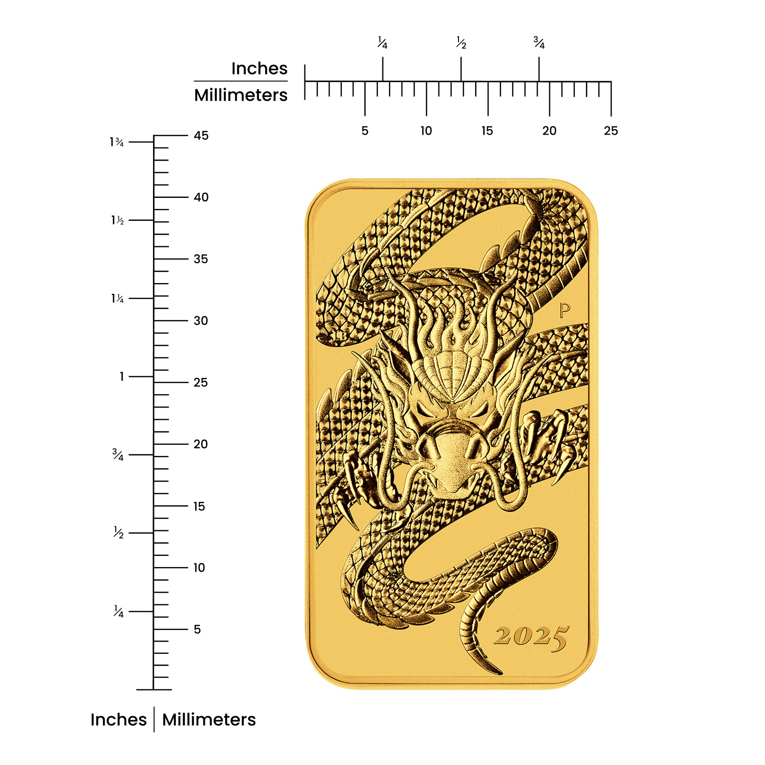 2025 1 oz Gold Perth Mint Rectangular Dragon Coin (New in Assay