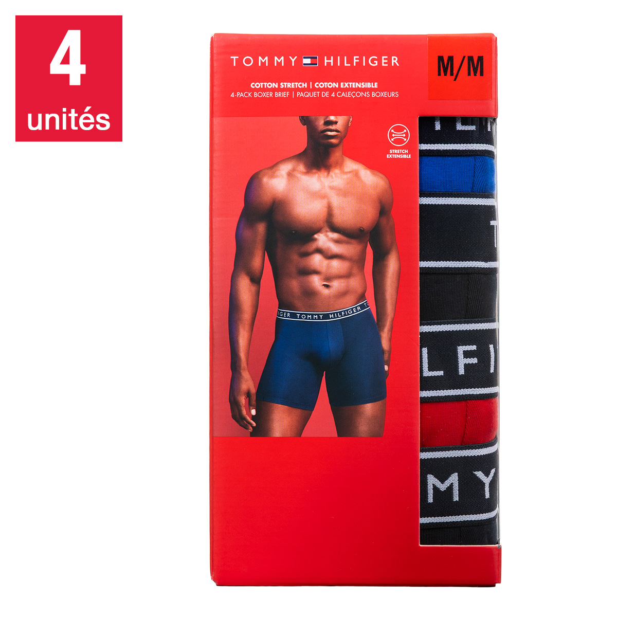 Tommy Hilfiger - Boxer en coton stretch pour hommes, paquet de 4