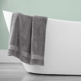 PURELY INDULGENT GUNMETAL BATH TOWEL 30" X 58"