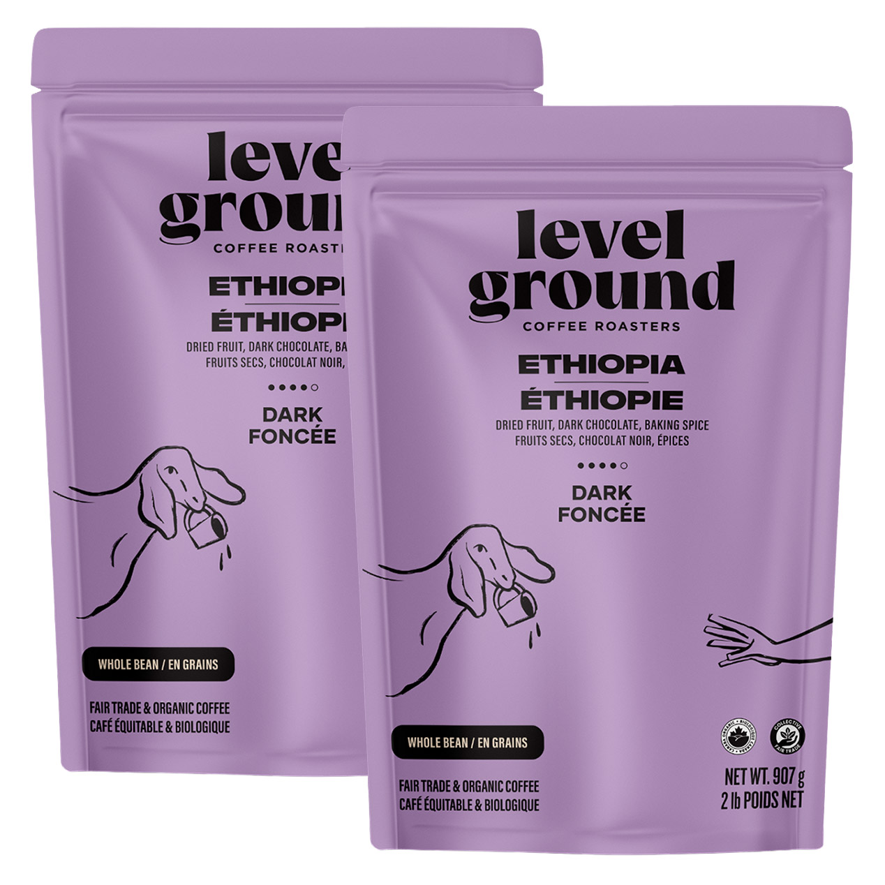 Level Ground Ethiopia Dark Roast Organic Whole Bean Coffee, 2