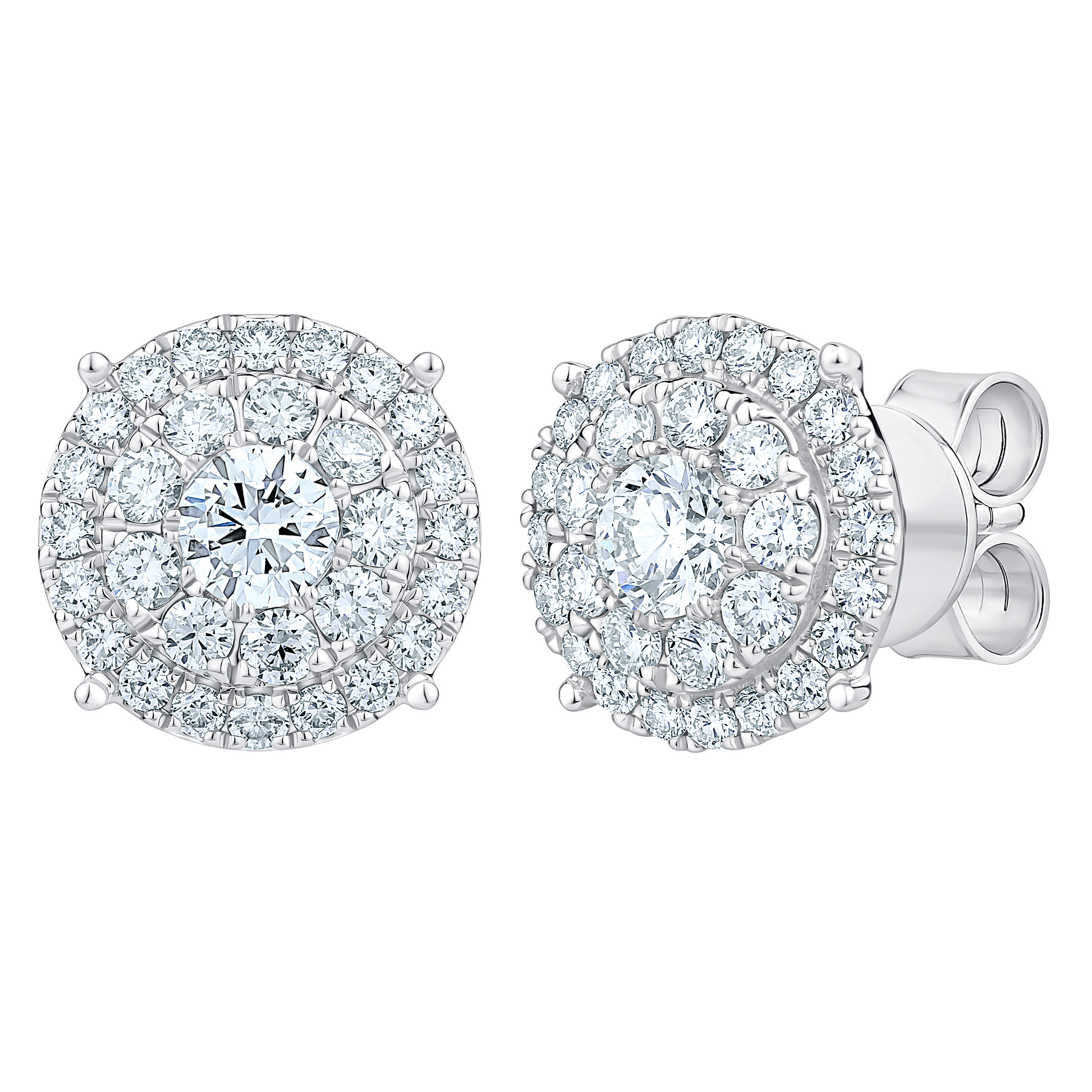 Round Brilliant Diamond Halo Stud Earrings (1.00 ctw)