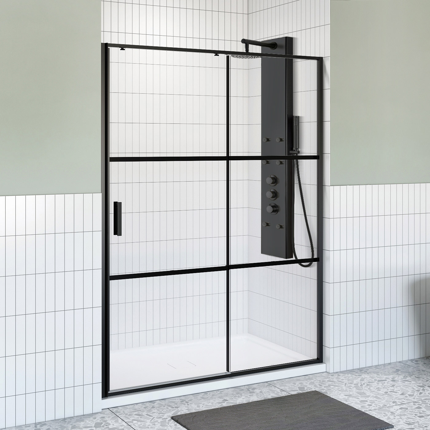 Appollo Bradford 60 in. Black Matte Shower Kit