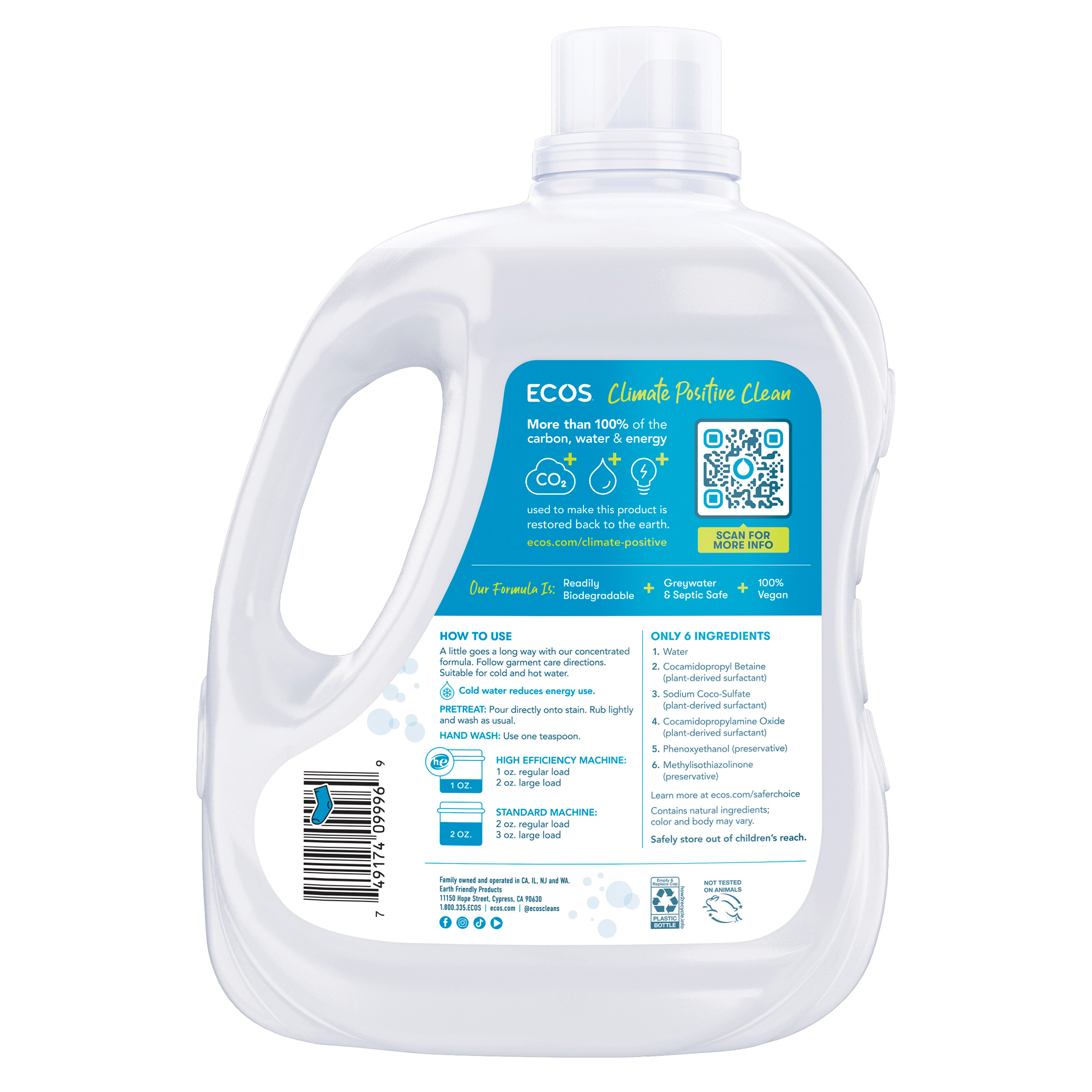 ECOS Liquid Laundry Detergent, Free & Clear, 210 Loads, 210 fl oz, 2 ...