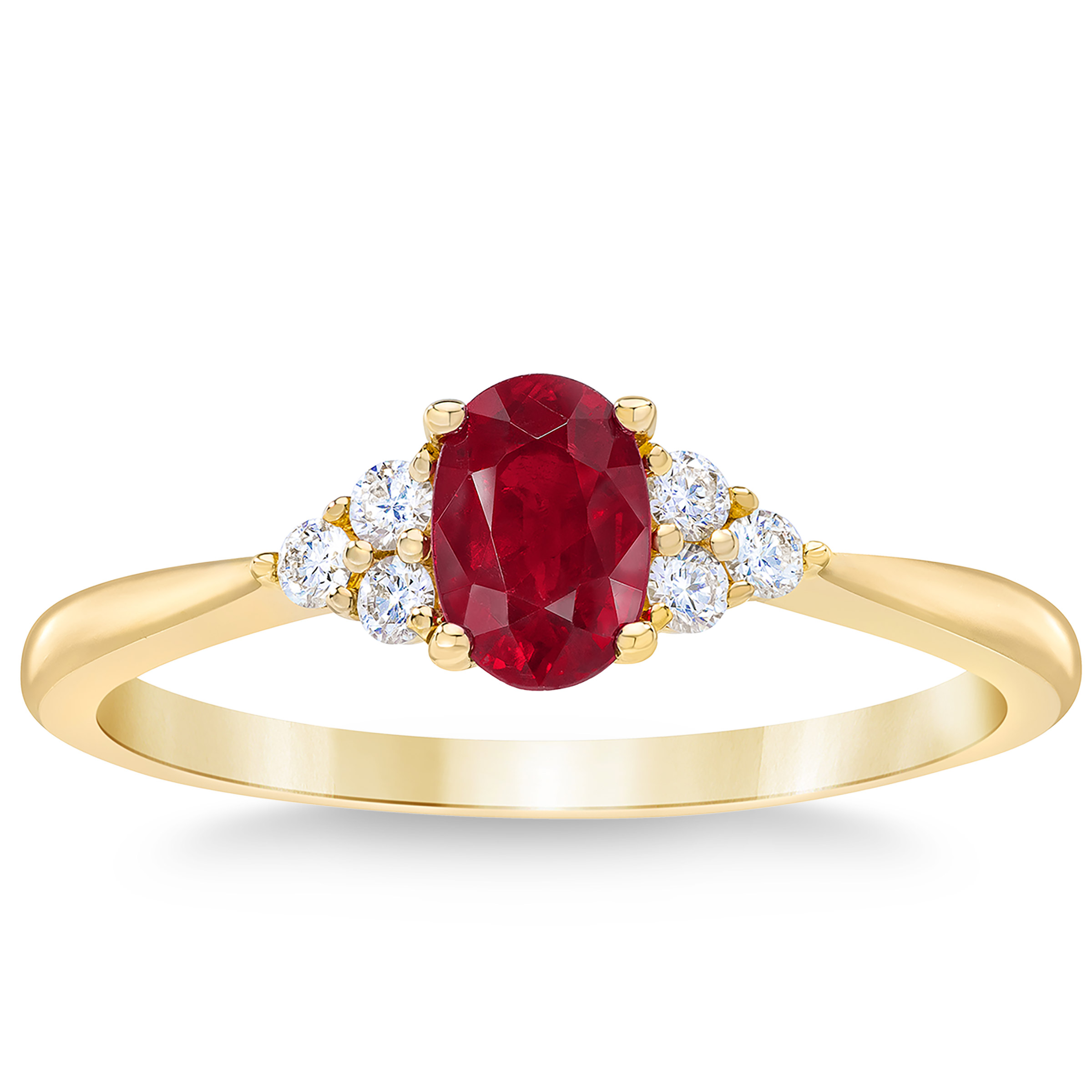 Oval Cut Ruby and Diamond Ring (0.11 ctw)