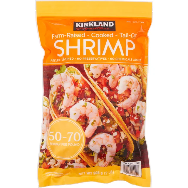 Kirkland Signature Farm-Raised Cooked Shrimp, Tail-Off, 50-70-count per Pound, 2 lbs