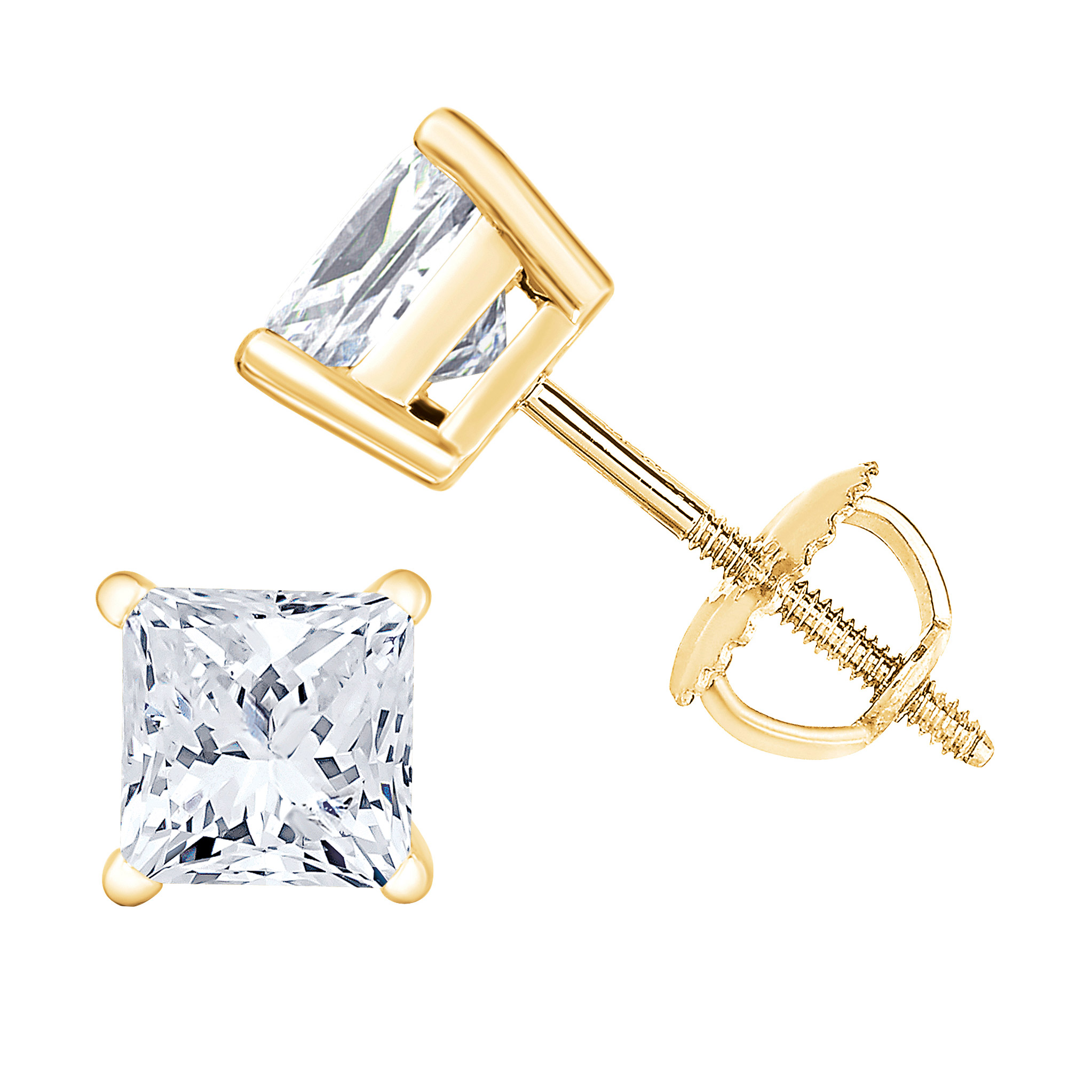 Princess Cut Diamond Stud Earrings (0.70 ctw)