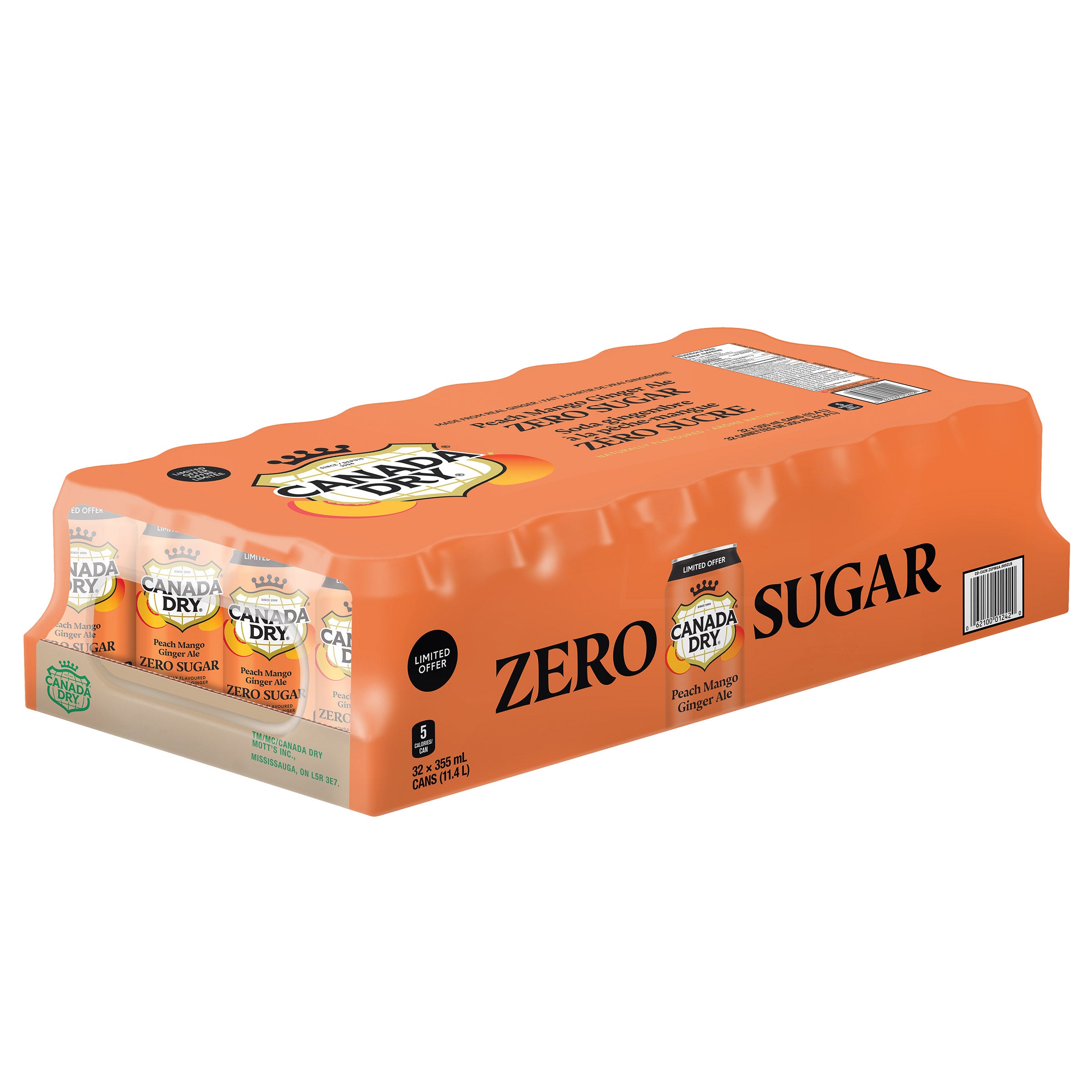 Canada Dry Peach Mango Ginger Ale, 355 mL 32-pack | Costco