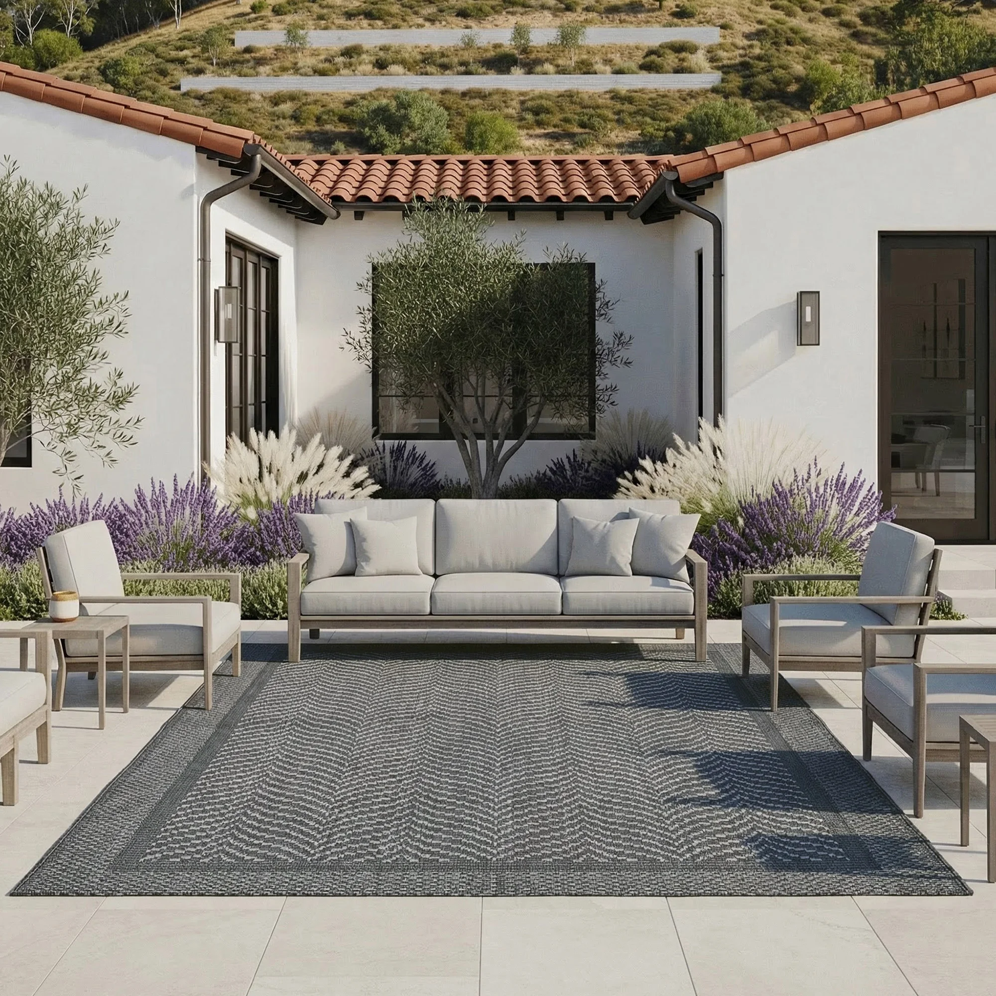 Laguna Indoor/Outdoor Area Rug, Aditi Silver Iron, 7'10” x 10
