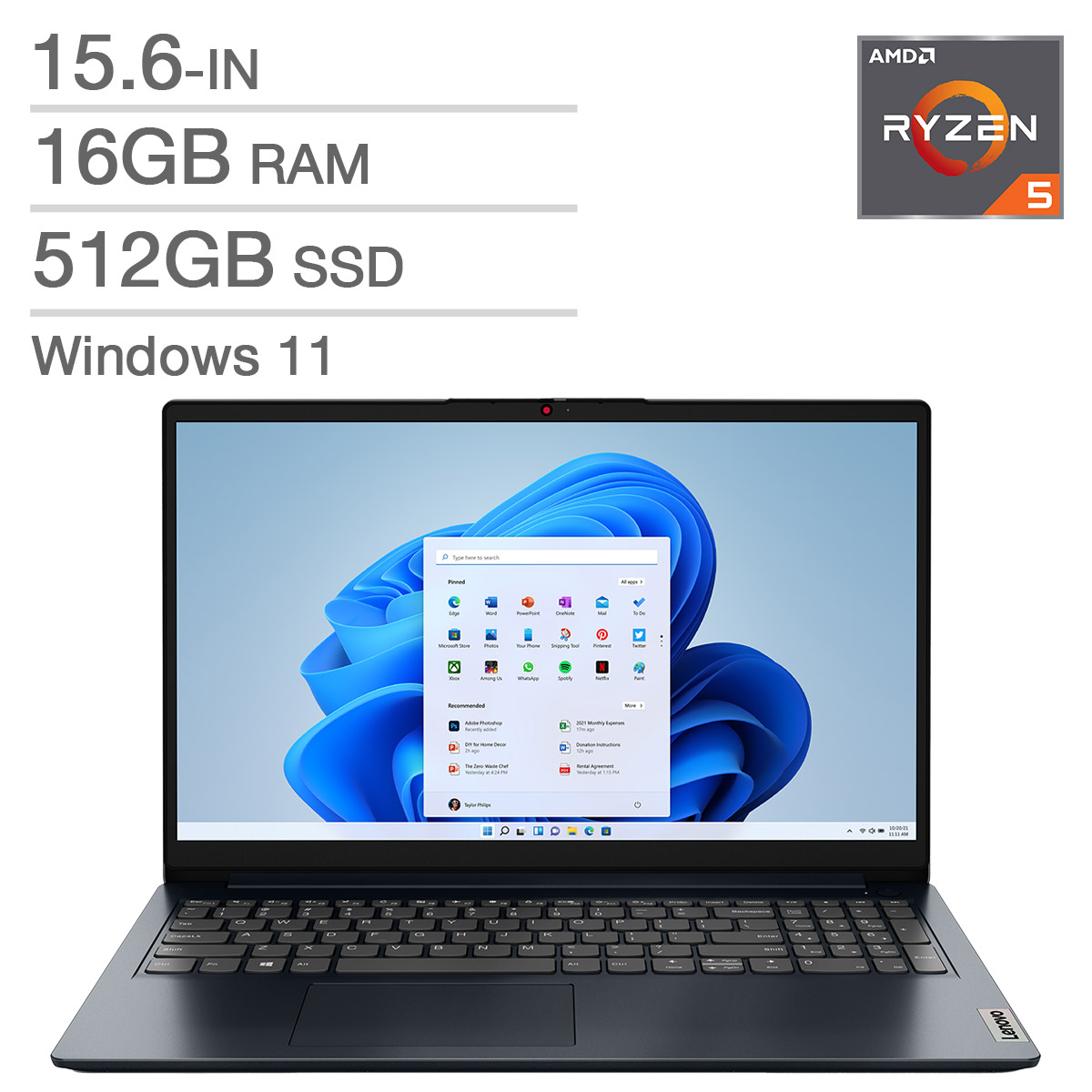 Lenovo Ideapad 1 15.6-in. Laptop, AMD Ryzen 5 7520U - 16GB RAM