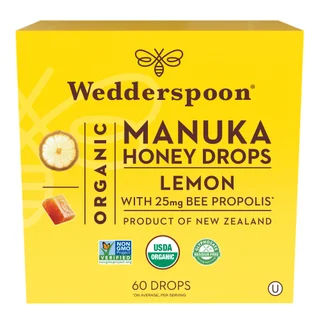 Wedderspoon Organic Manuka Honey Lemon Drops, 60-count