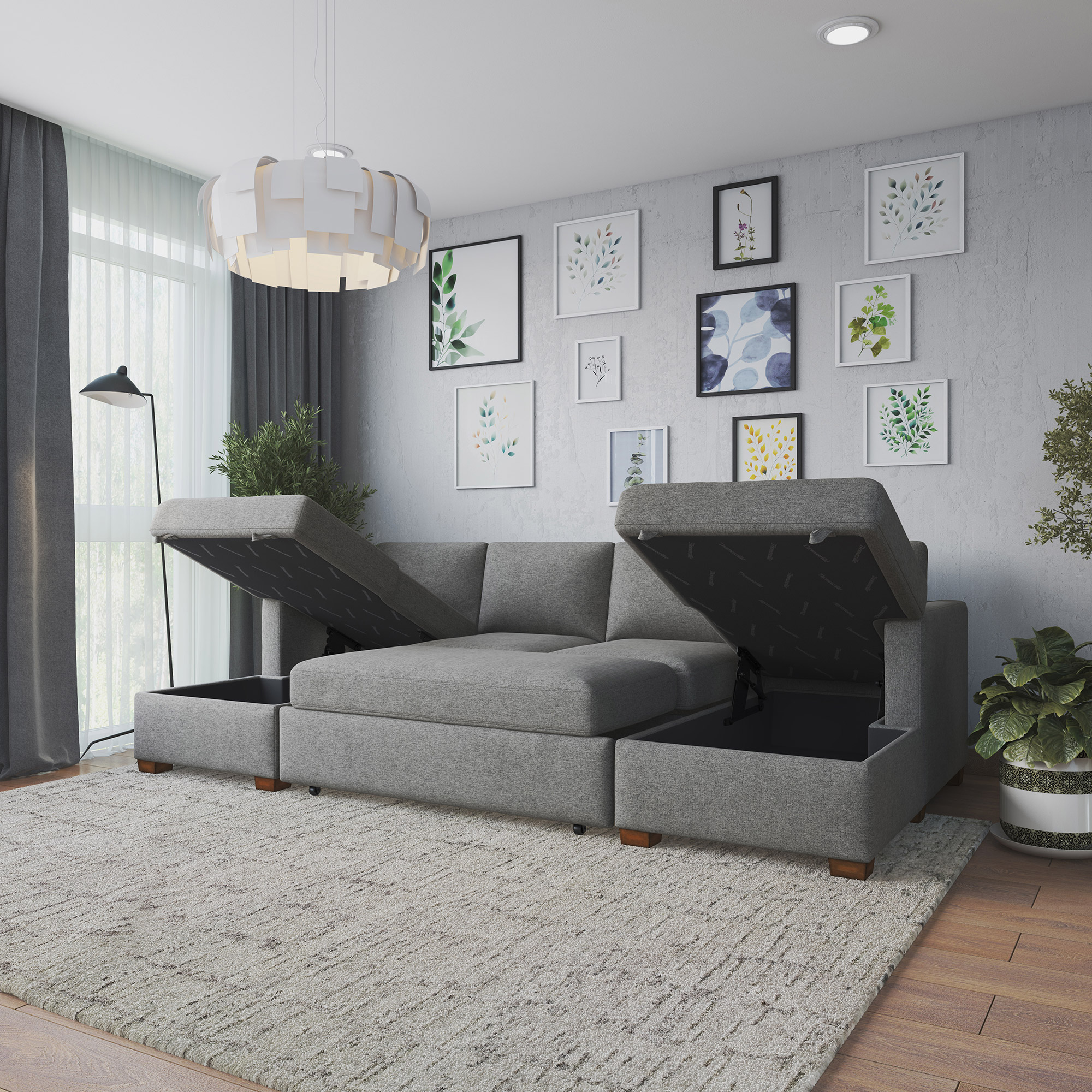 Thomasville Corvalis Convertible Sectional with Double Storage