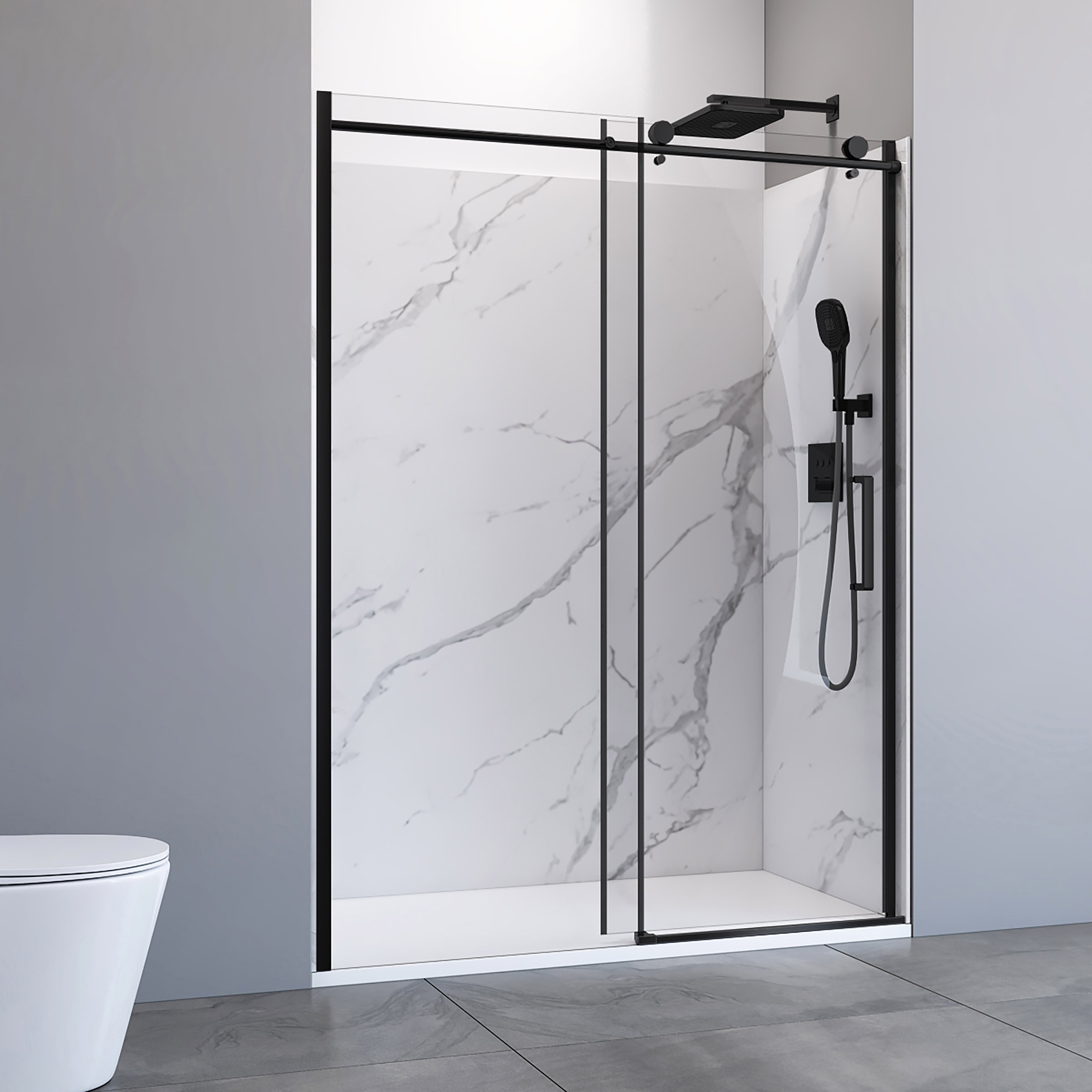 Appollo Wilson 32 in. × 60 in. Shower Kit with White Marble Walls
