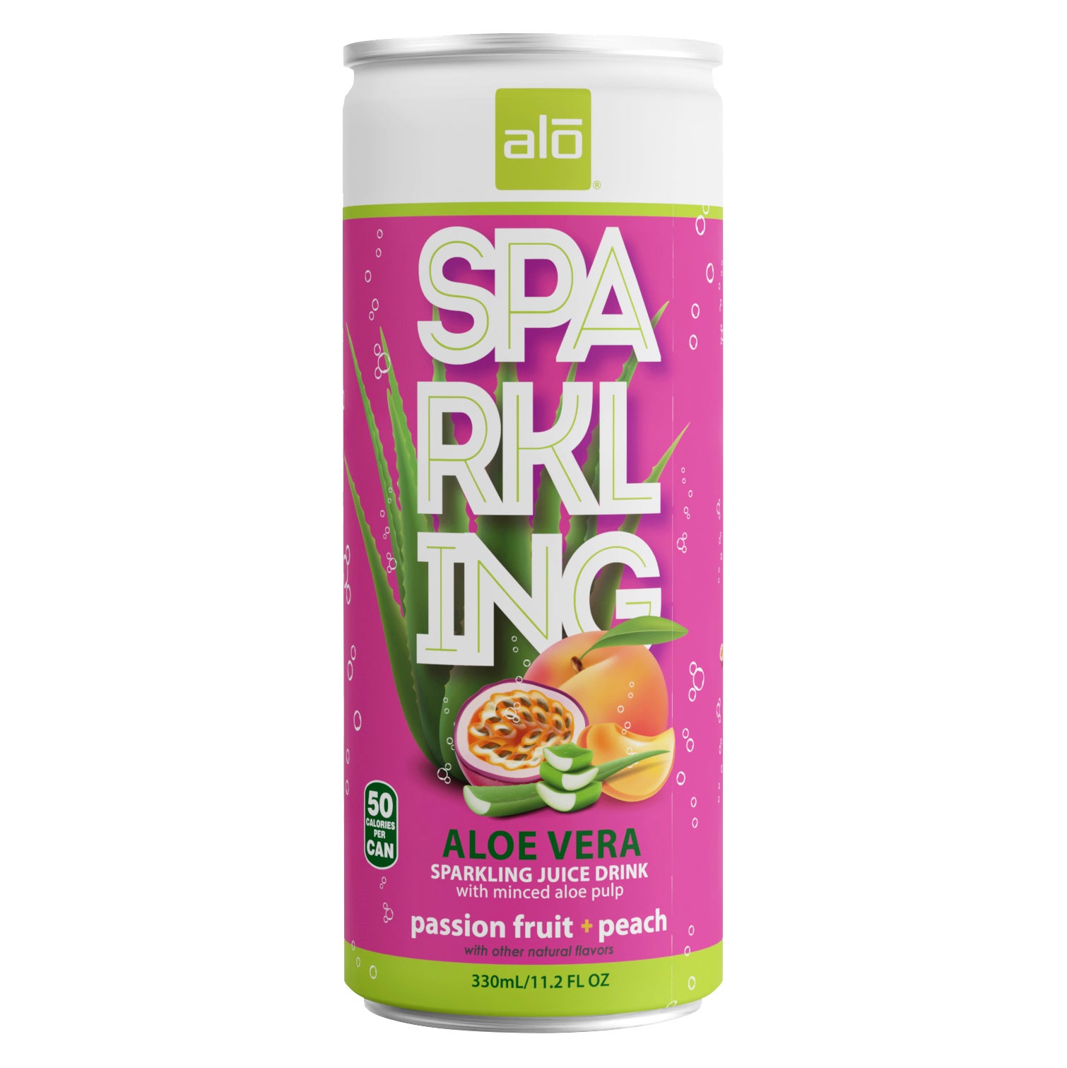 Alo Sparkling Juice Drink, Passion Fruit and Peach, 11.2 fl oz, 12