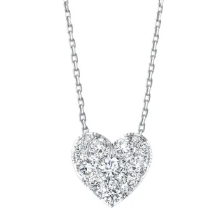 14KT WHITE GOLD VS2 I 0.75CTW ROUND DIAMOND HEART NECKLACE