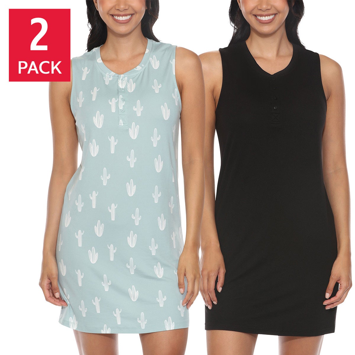 Honeydew Women’s Sleep Tank Dress, 2-pack Soft Jersey Knit Stretch