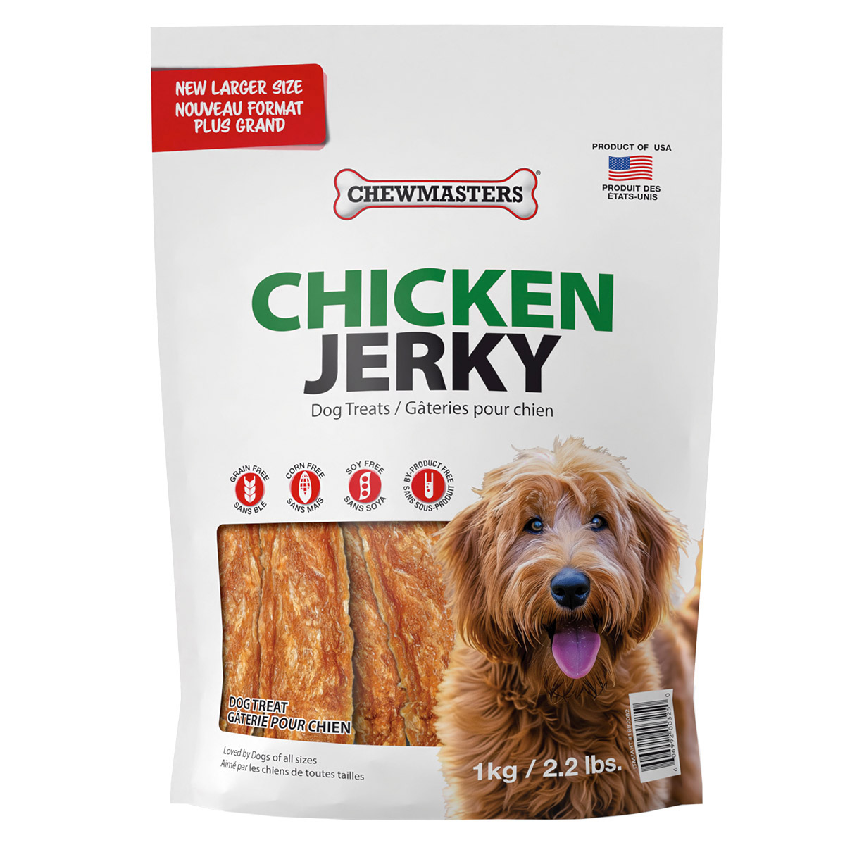 Chewmasters - Charqui au poulet pour chien, 1 kg (2,2 lb.)