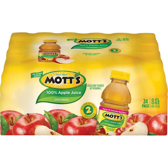 Mott's, 100% Apple Juice, 8 fl oz, 24-count