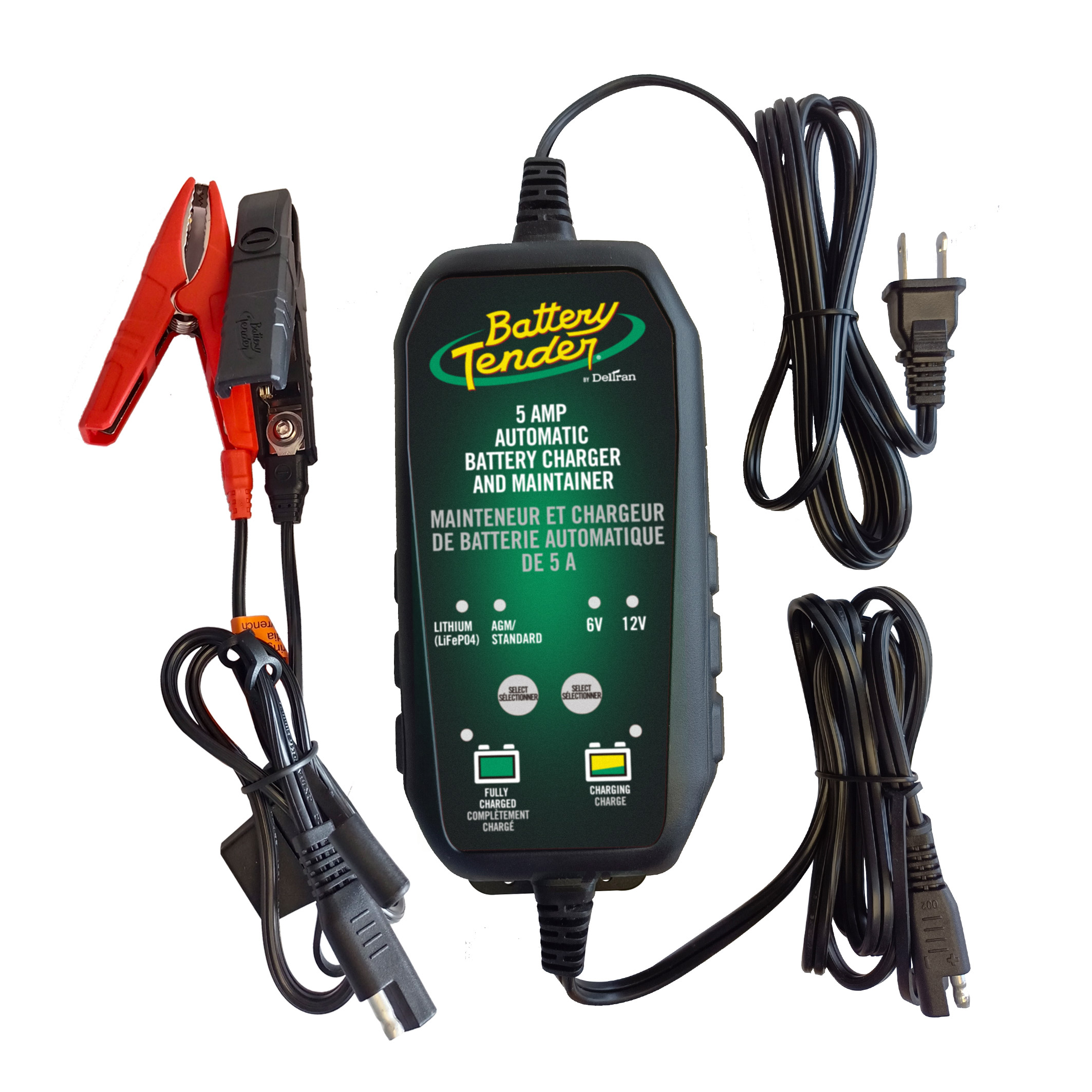 Battery Tender 6V/12V, 5 Amp Selectable Lead Acid & Lithium Battery Charger
