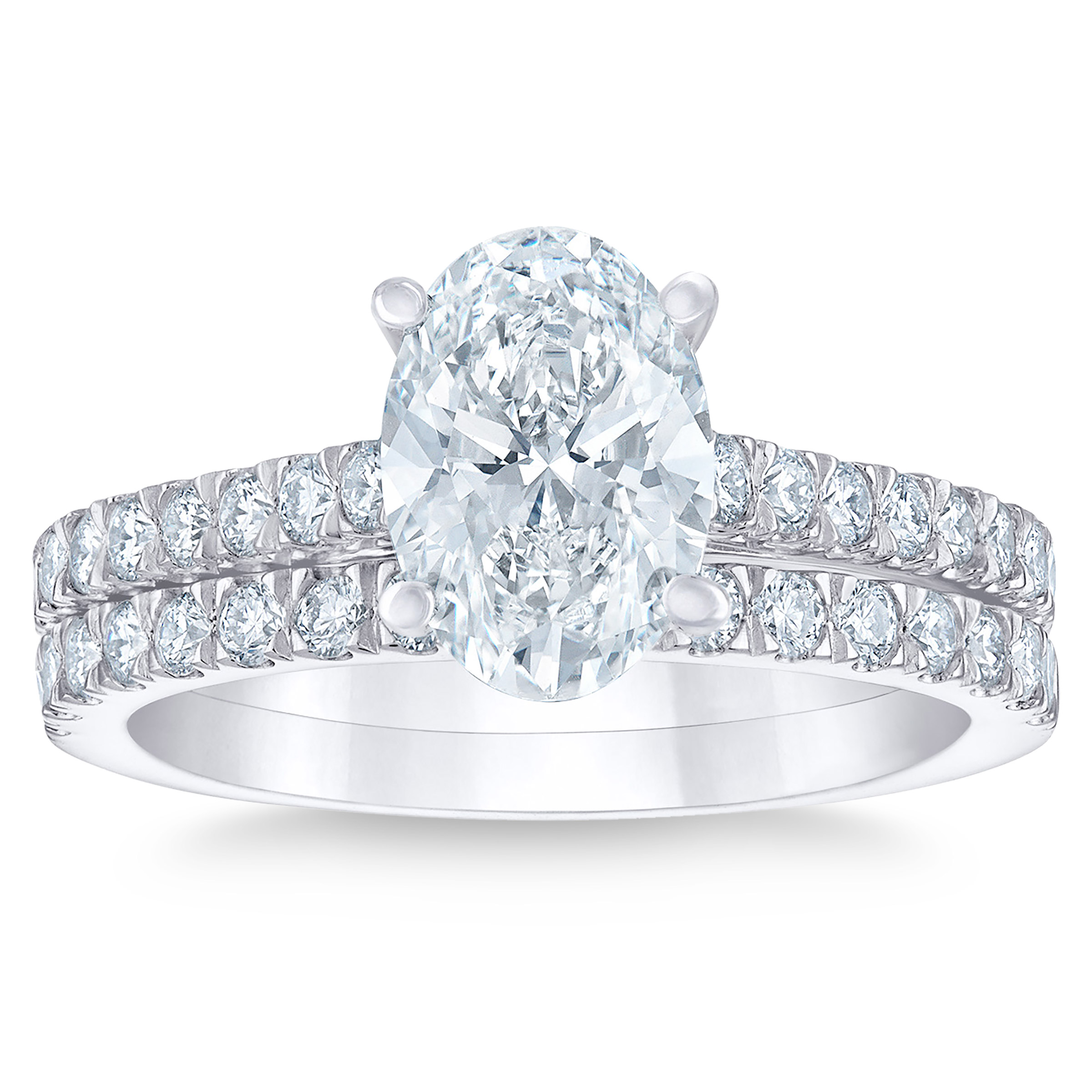 2.18 ctw Oval Cut and Round Brilliant, Clarity VVS2, Colour G, Diamond Wedding Set