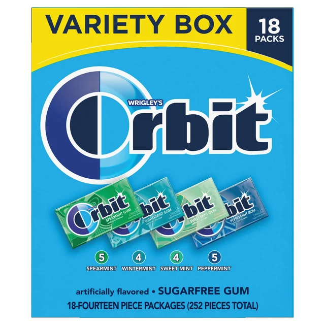 Orbit Sugar Free Chewing Gum, Mint Variety Pack, 14-sticks, 18-count