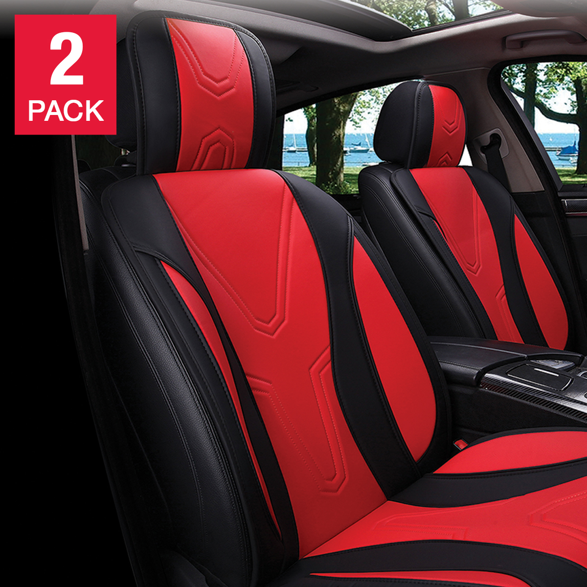 Alpena Red Racer Universal Fit Luxury Seat Cover, 2-pack