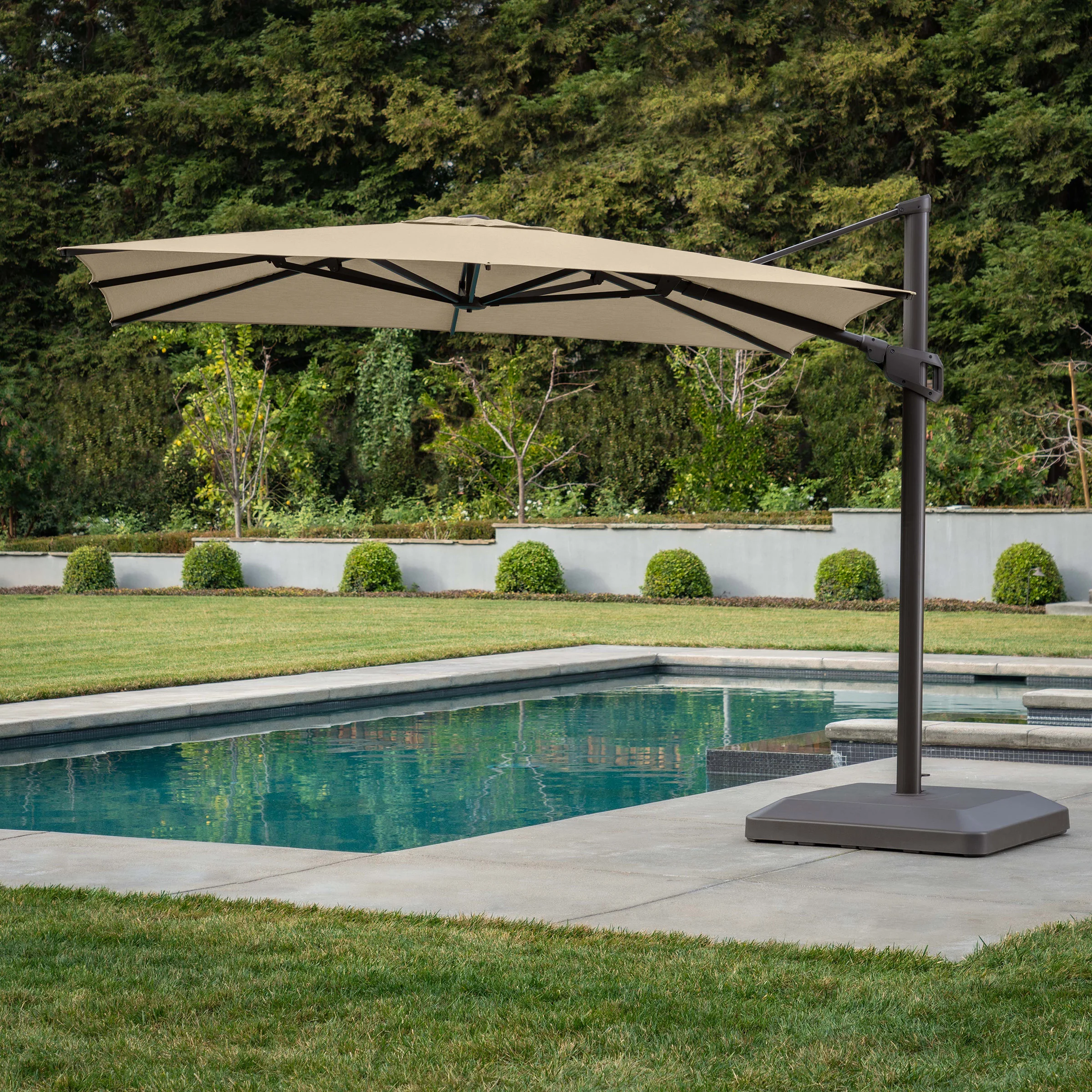 13 ft rectangular patio umbrella Treasure Garden 10x13 Foot Cantilever Umbrella with Base Rectangular