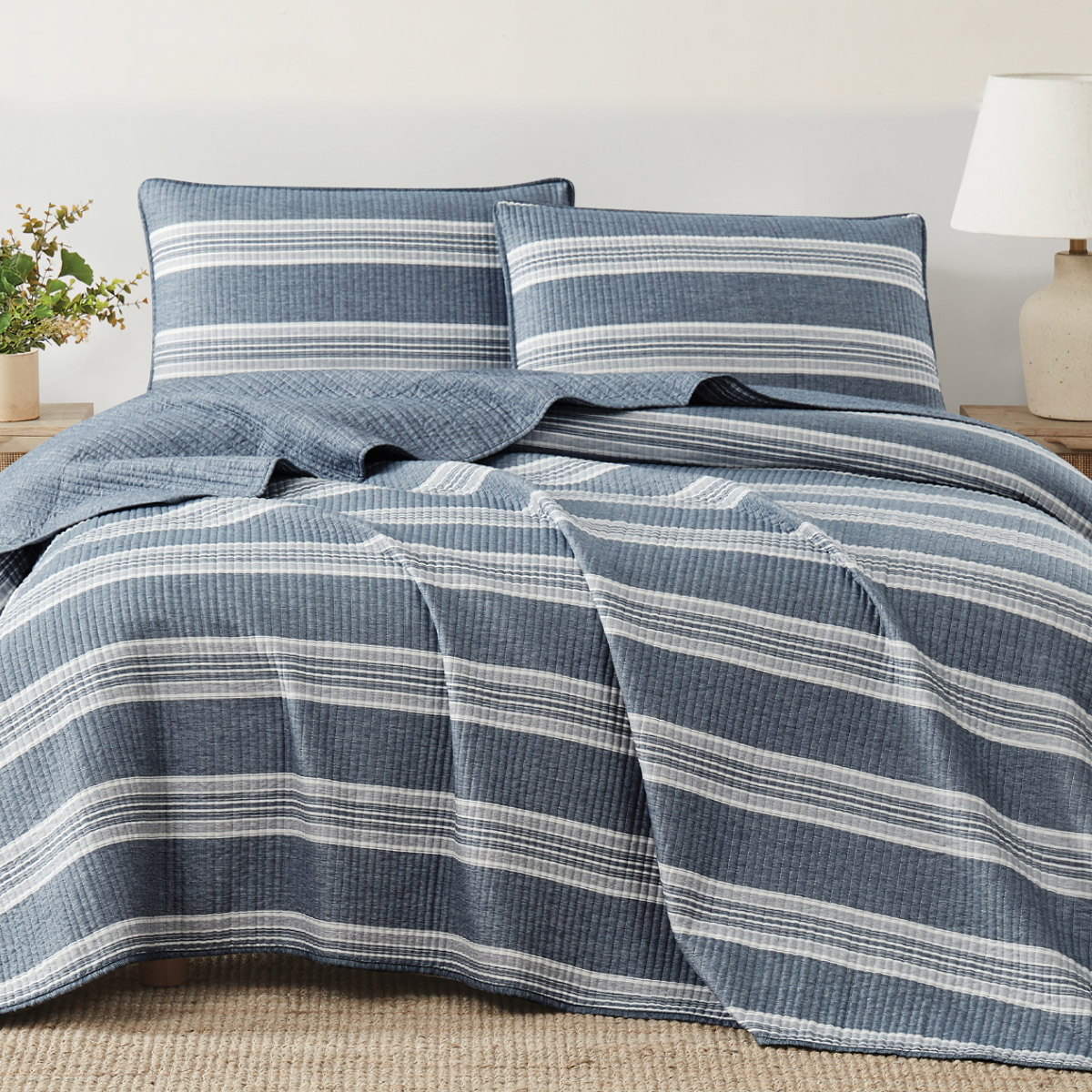 Orchard Road Heathered Stripe 3-piece Coverlet Set | Costco
