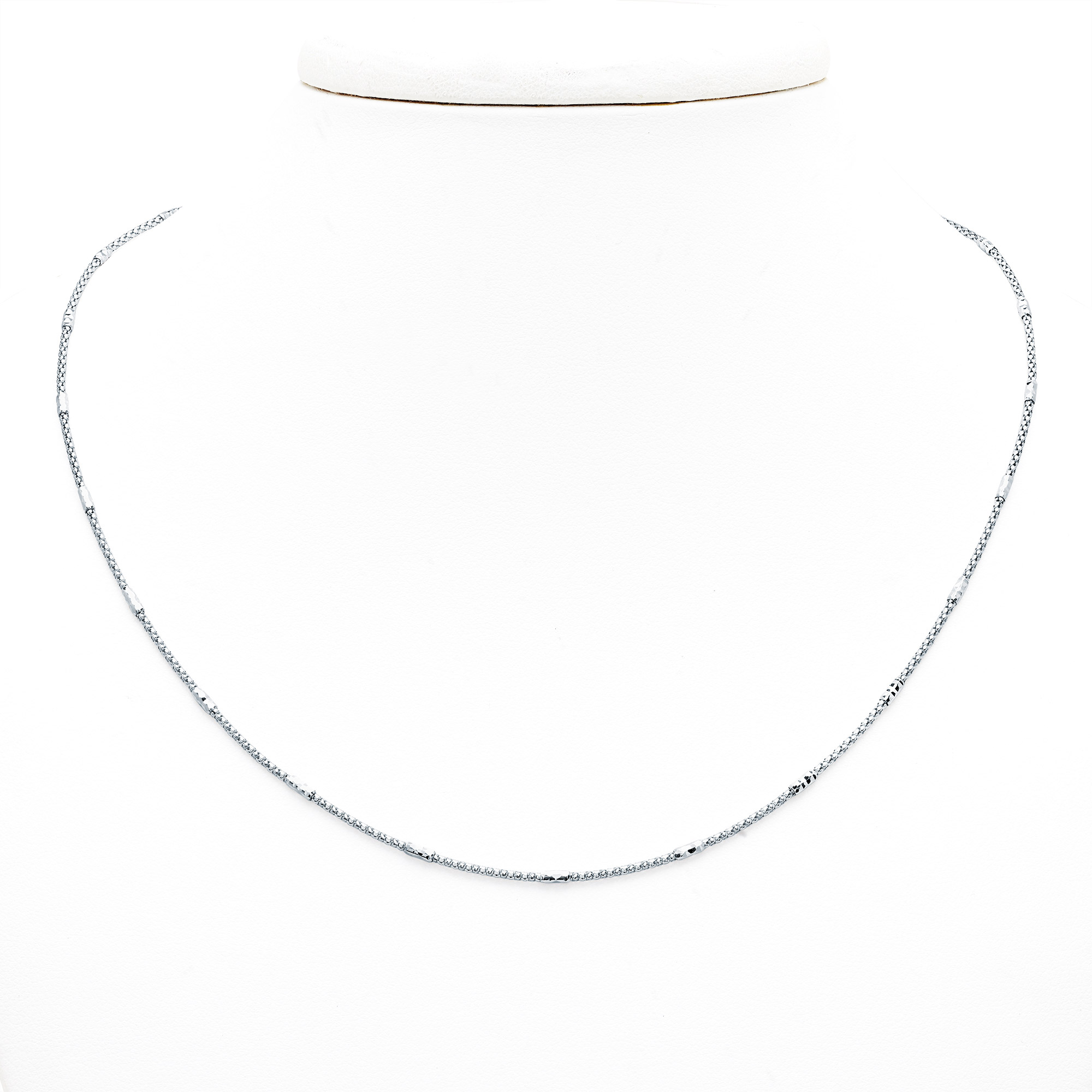 High Polish and Diamond Cut Popcorn Chain in White Gold | Costco