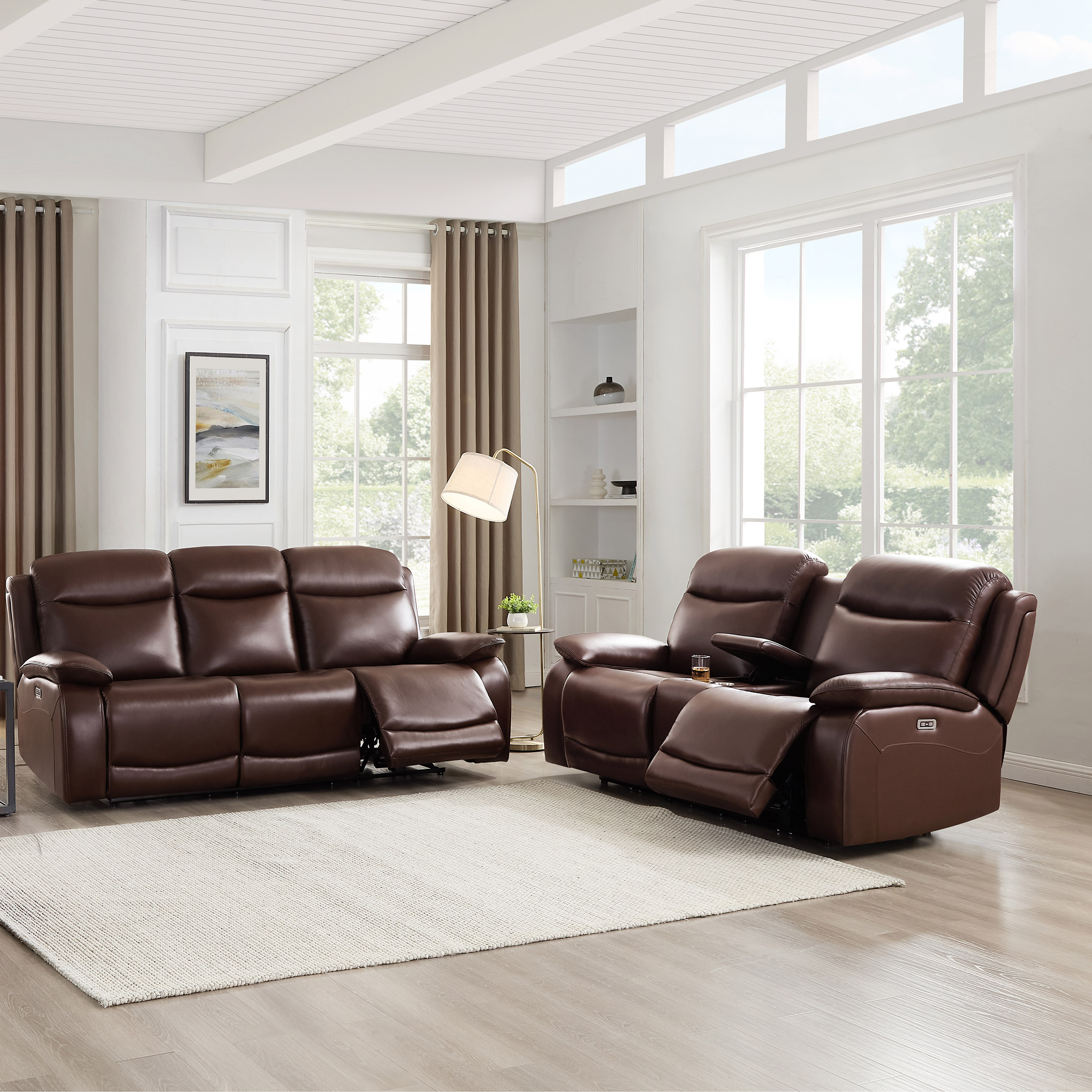 Prospera Home Jackson Top Grain Leather Power Reclining Sofa and Loveseat