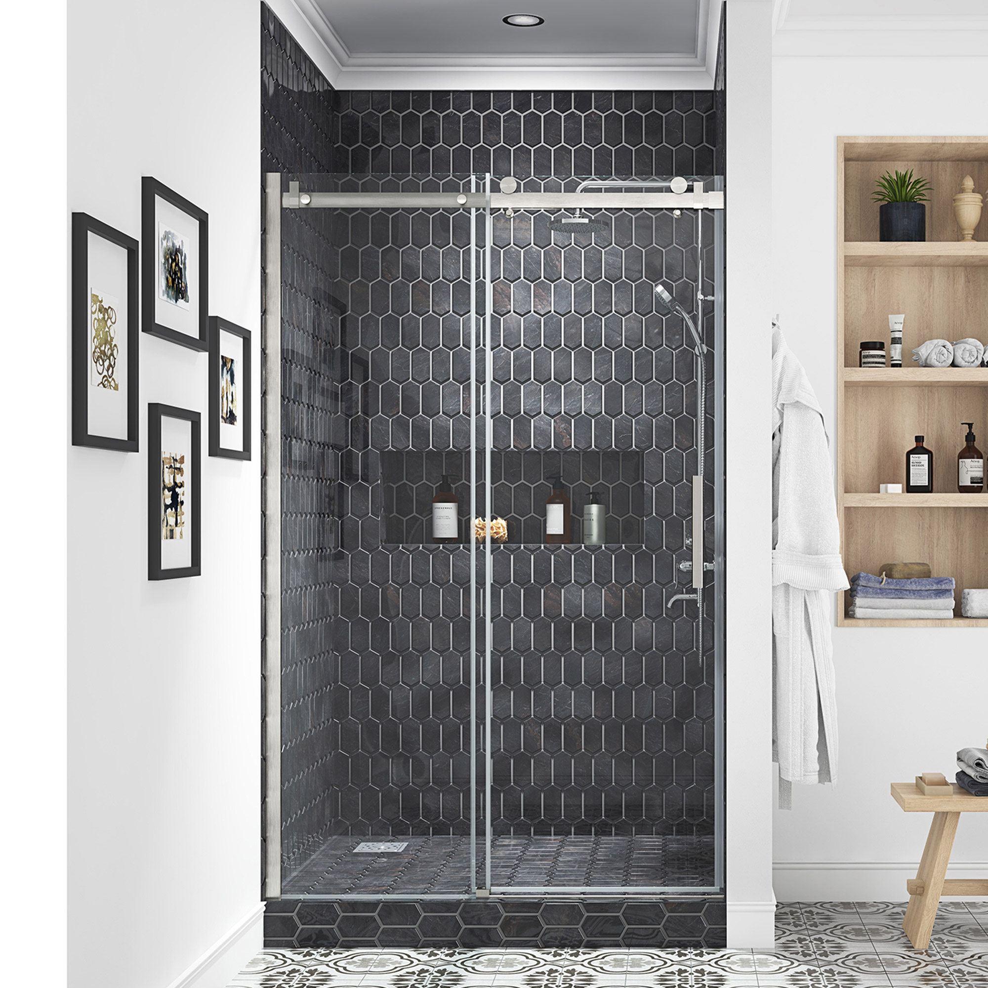 OVE Decors Kelsey 48 in. Sliding Glass Shower Door with Hardware