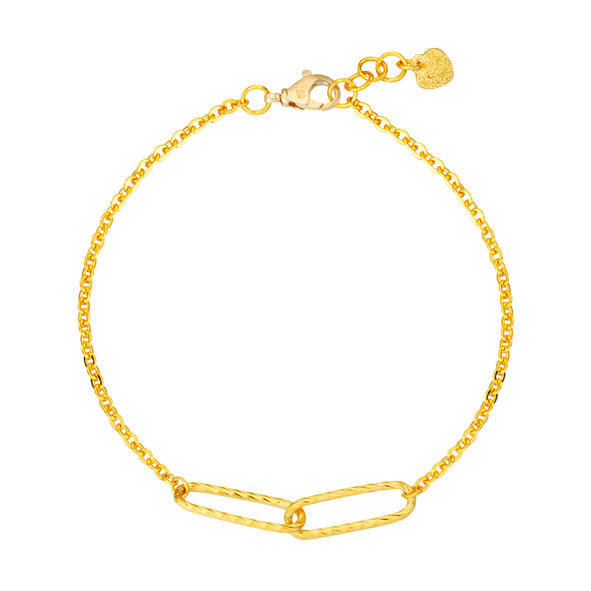Paperclip and Bead Bracelet in 24-kt Yellow Gold