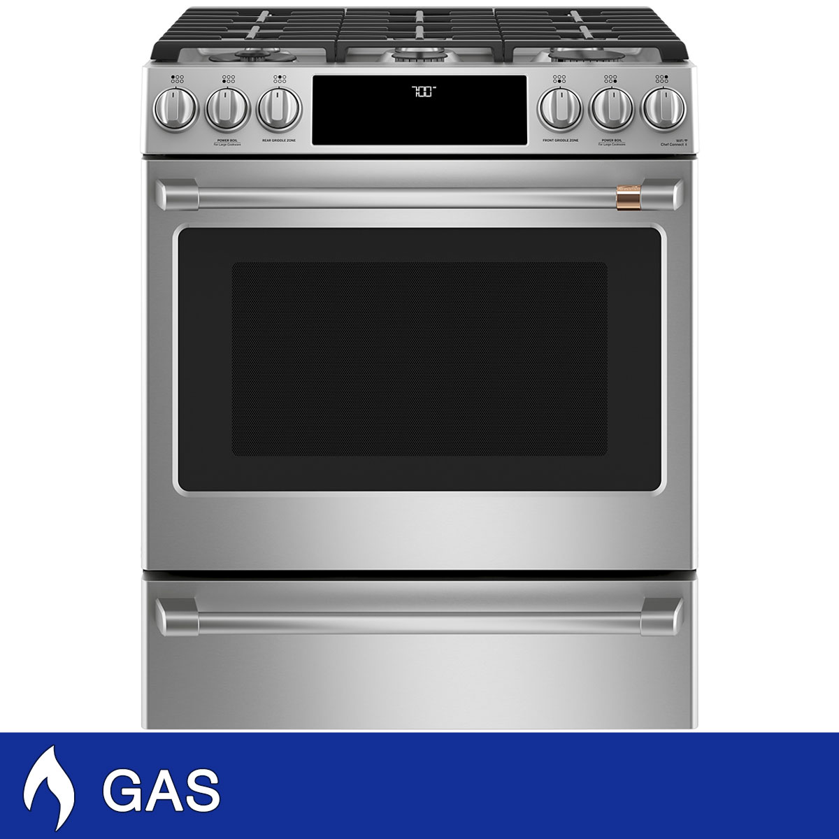 Café 30" 5.6 cu. ft. GAS Slide-in Range with Convection  No Preheat Air Fry  WiFi