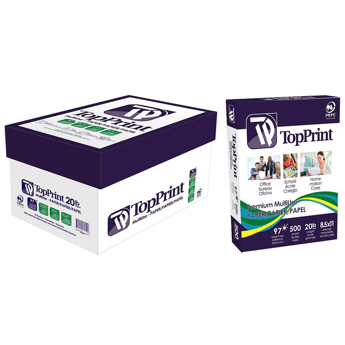 Premium Multi-use Top Print Paper, Letter, 8.5 in. x 11 in., 97 Bright, 20 lb.