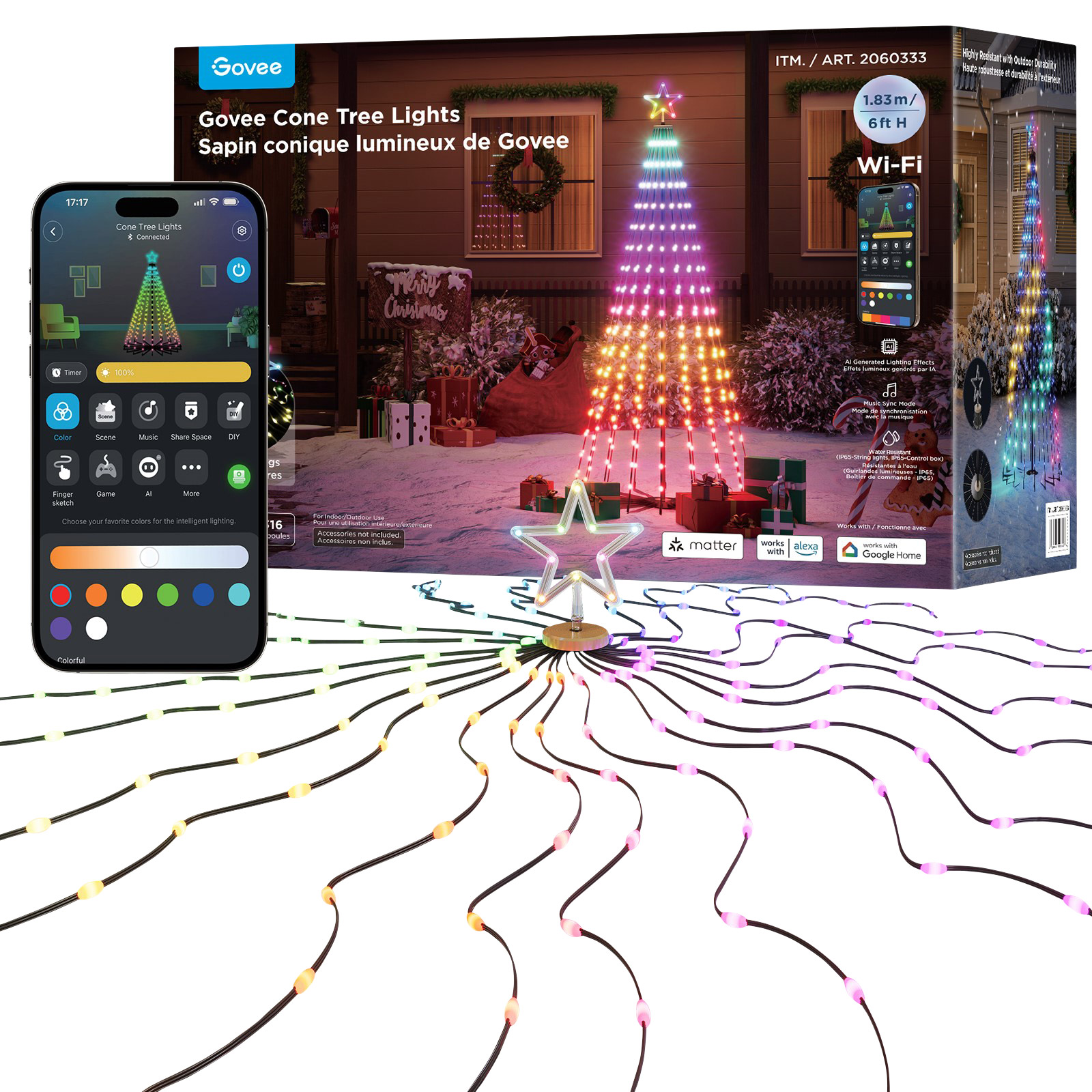 Govee 182 cm (6ft) Cone Tree Lights